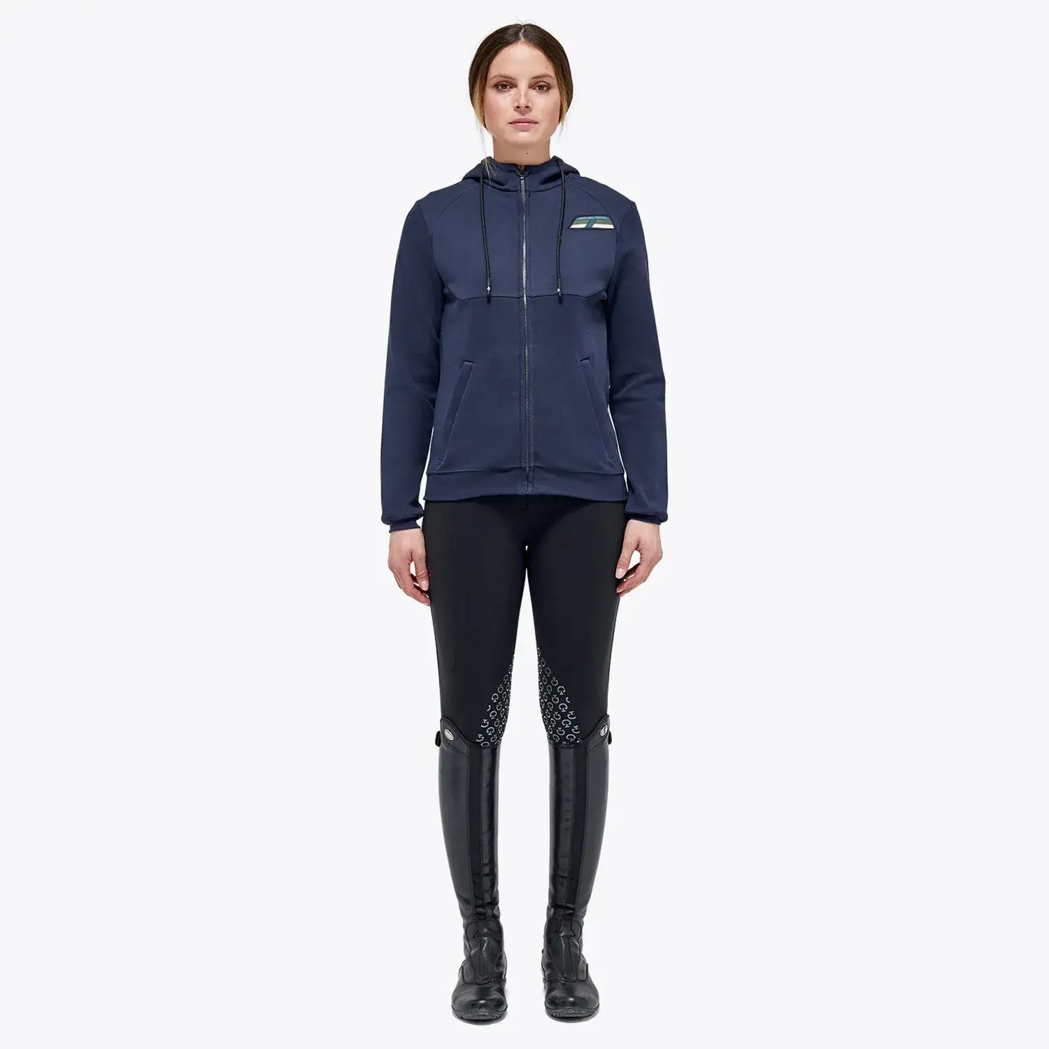 Cavalleria Toscana Women’s piqué cotton sweatshirt OCEAN BLUE-1