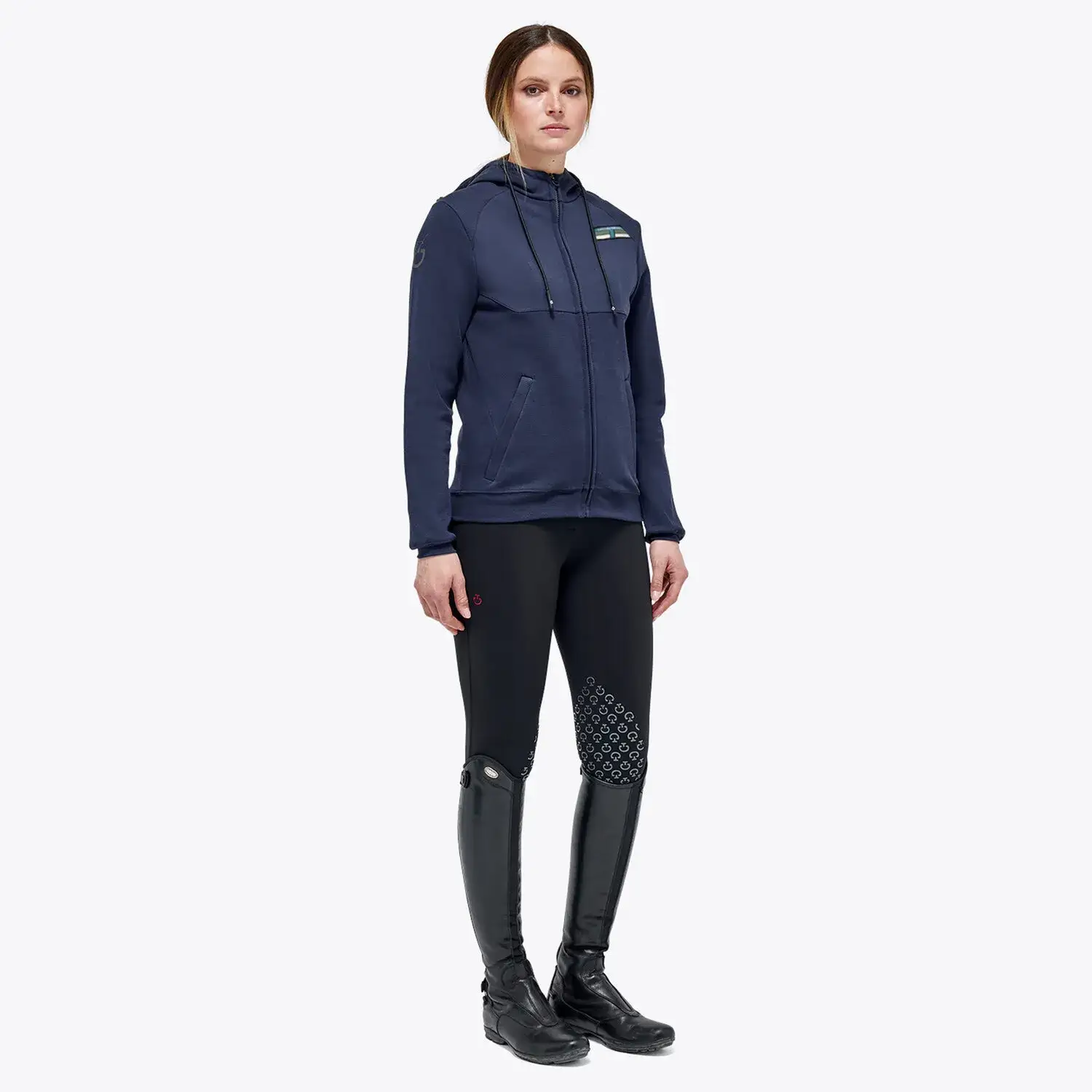 Cavalleria Toscana Women’s piqué cotton sweatshirt OCEAN BLUE-2