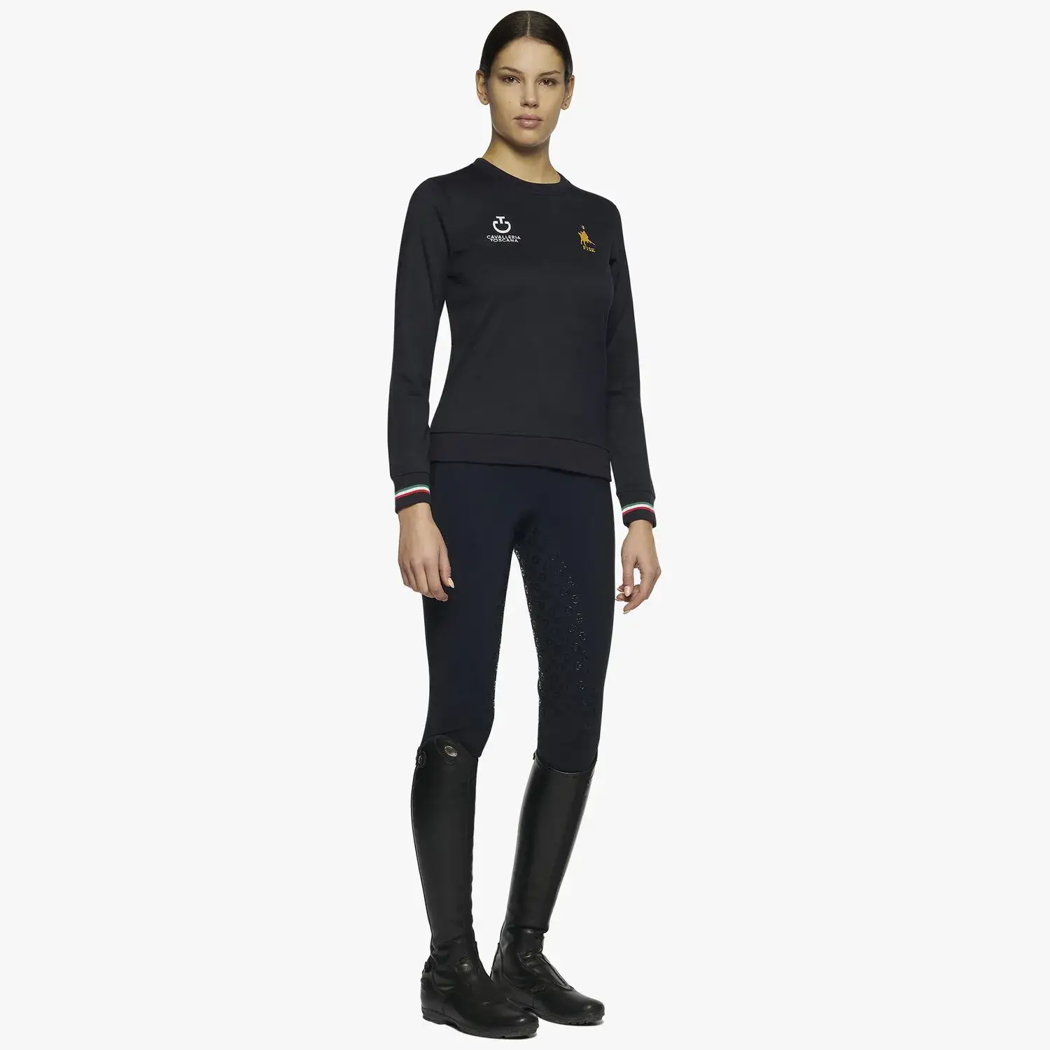 Cavalleria Toscana Felpa FISE con girocollo NAVY-2