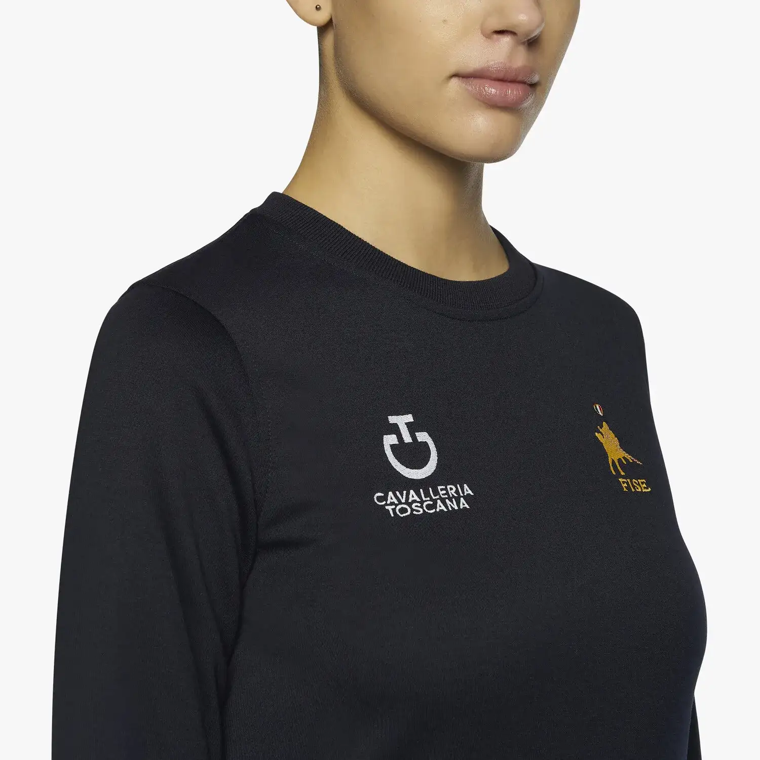 Cavalleria Toscana Felpa FISE con girocollo NAVY-4