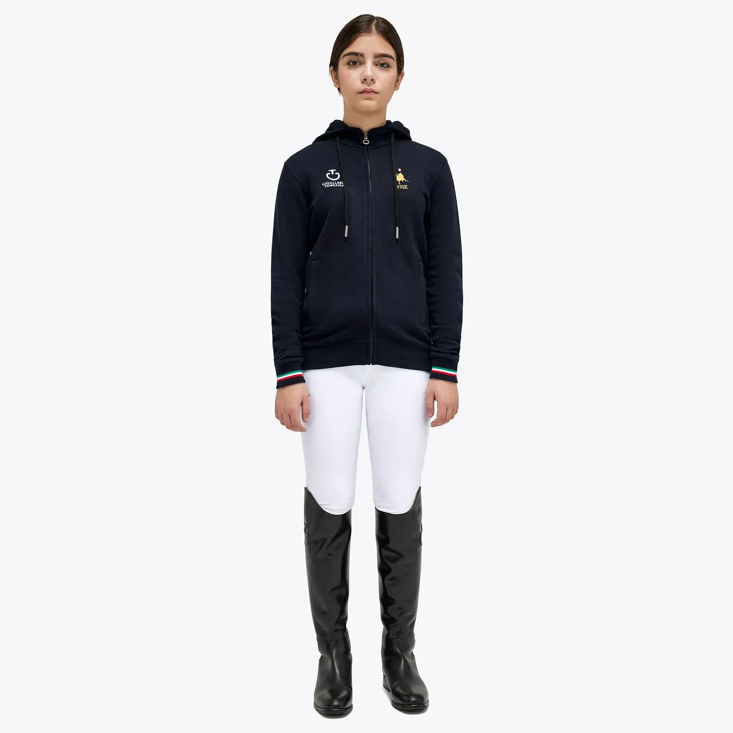 Cavalleria Toscana Unisex FISE sweatshirt with hood NAVY-1