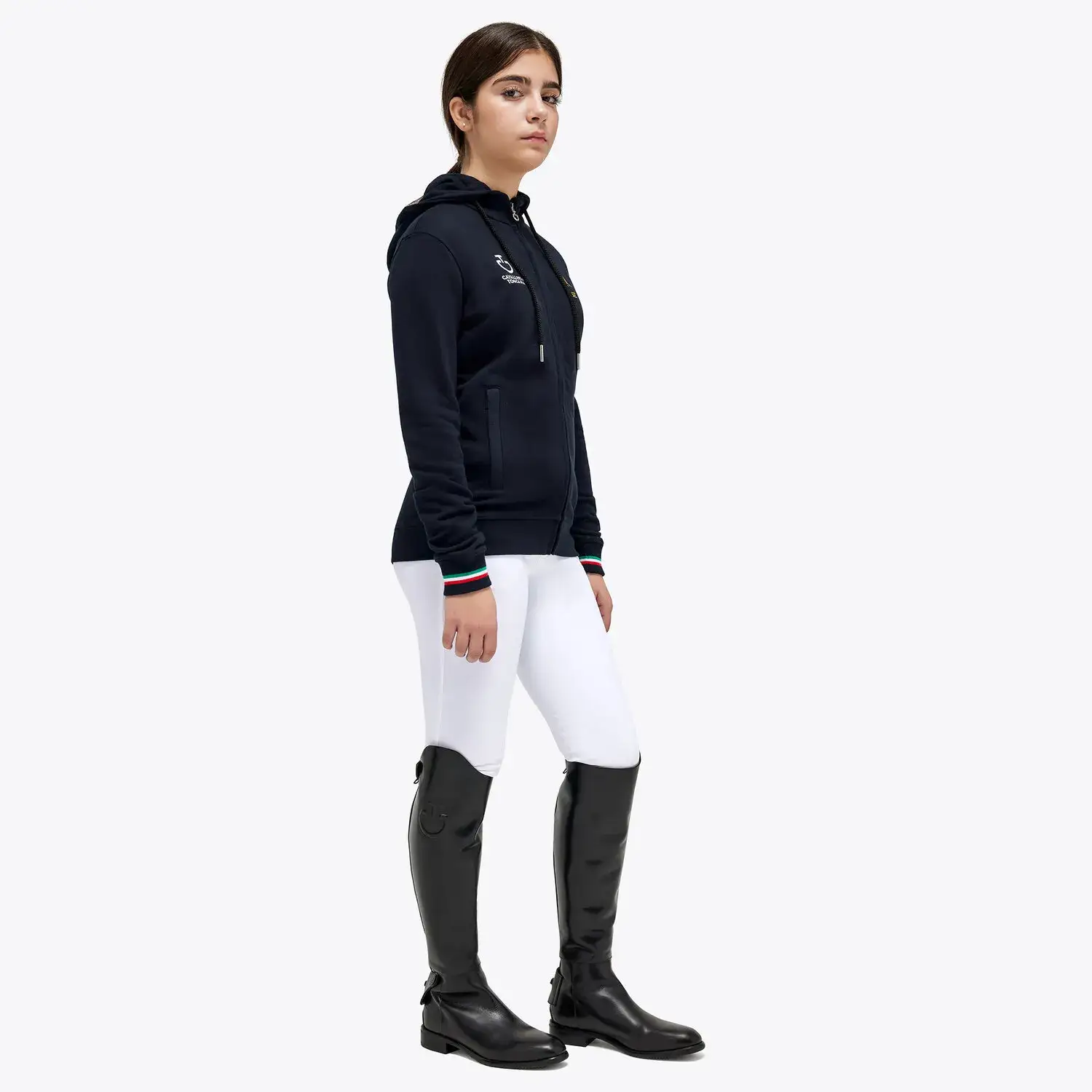 Cavalleria Toscana Unisex FISE sweatshirt with hood NAVY-2