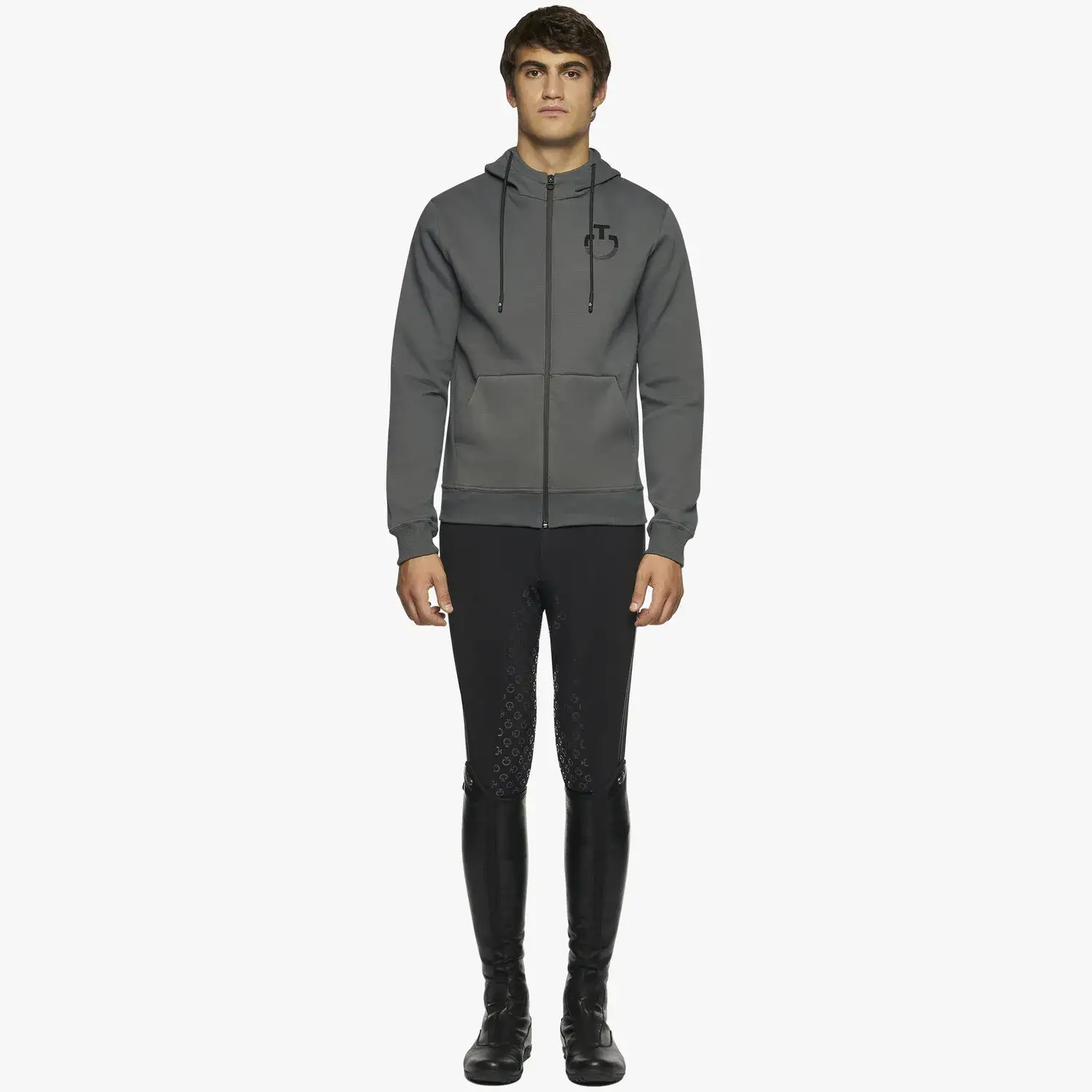 Cavalleria Toscana Men's zip hooded sweatshirt CHARCOAL GREY-1