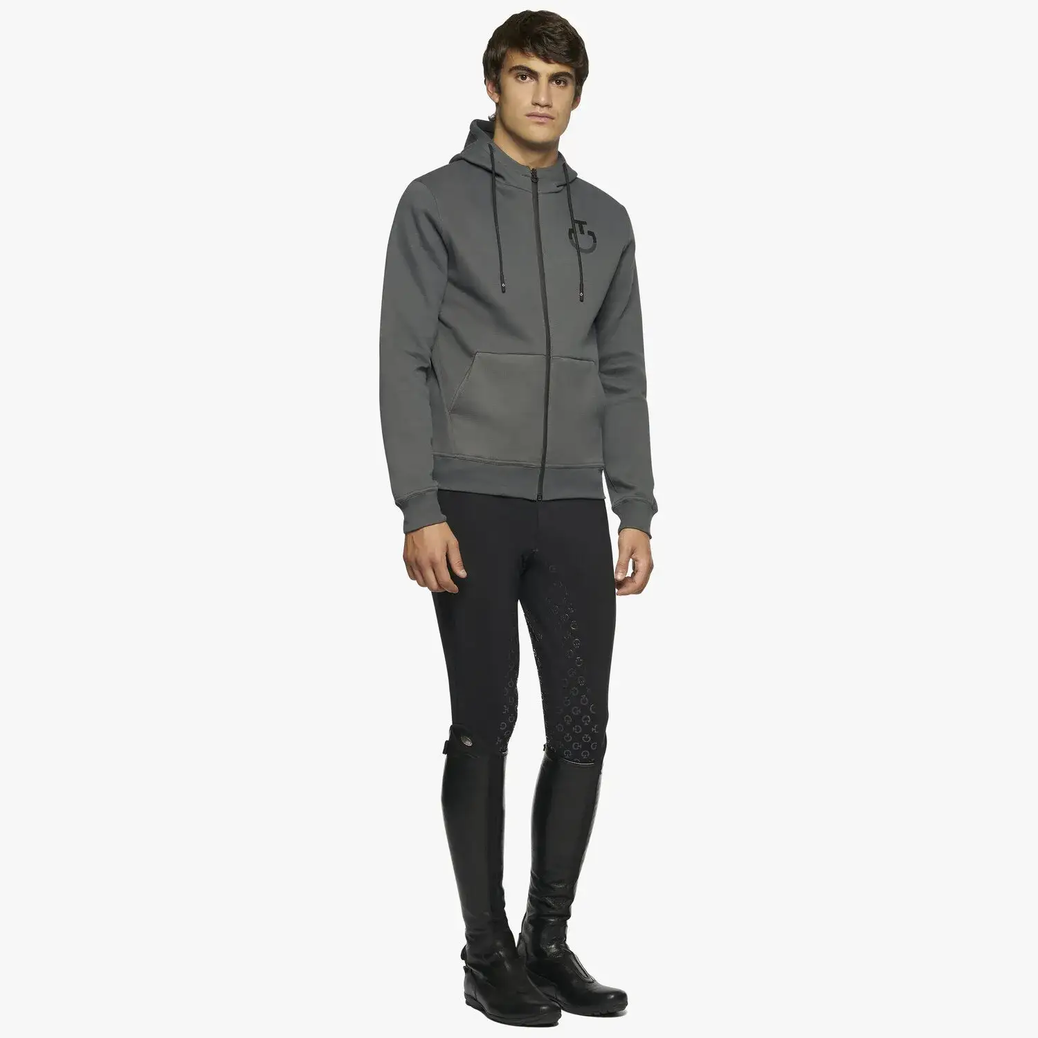Cavalleria Toscana Men's zip hooded sweatshirt CHARCOAL GREY-2