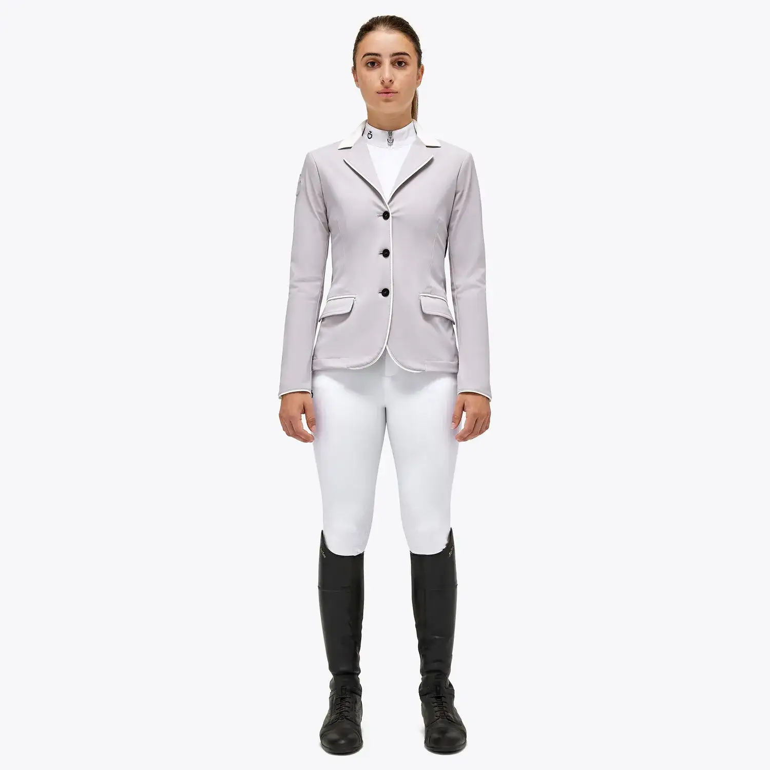 Cavalleria Toscana Girl's competition riding jacket. LIGHT GREY-1