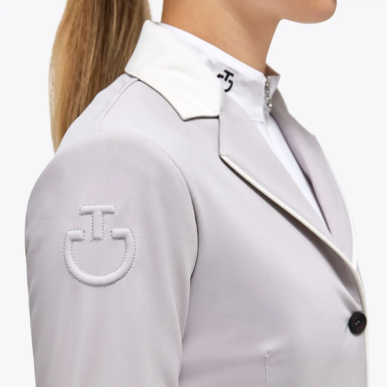 Cavalleria Toscana Girl's competition riding jacket. LIGHT GREY-4