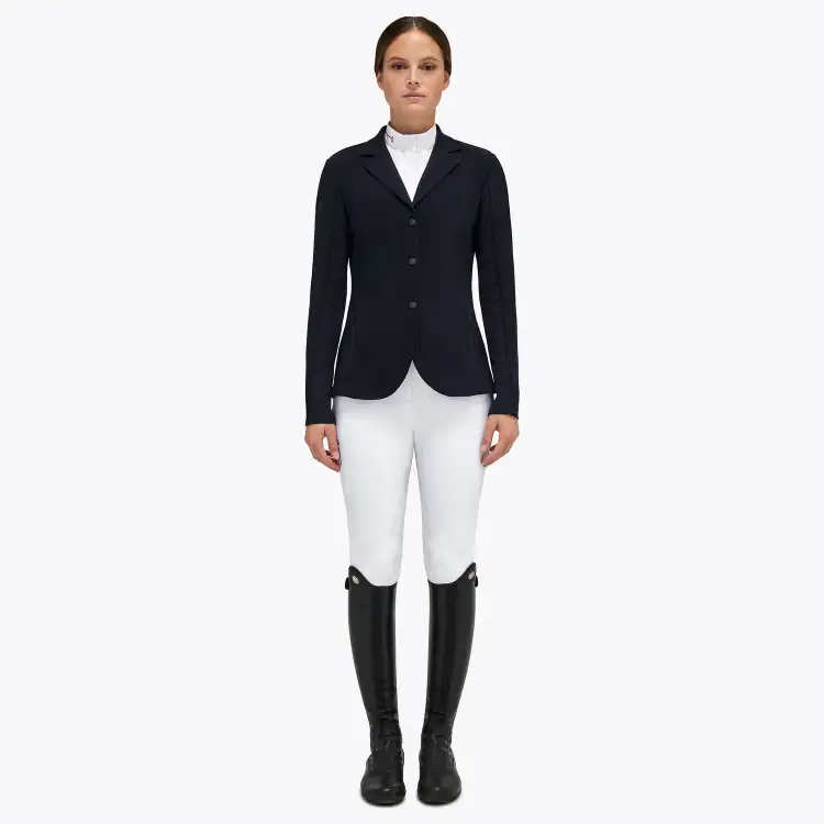 Cavalleria Toscana Women's REVOLUTION zip riding jacket with technical knit inserts NAVY-1