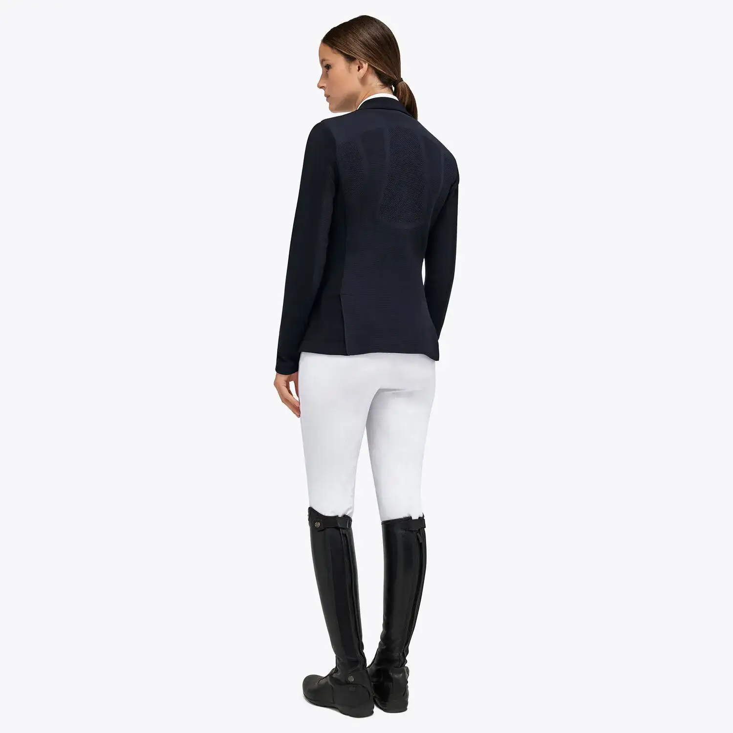Cavalleria Toscana Women's REVOLUTION zip riding jacket with technical knit inserts NAVY-3