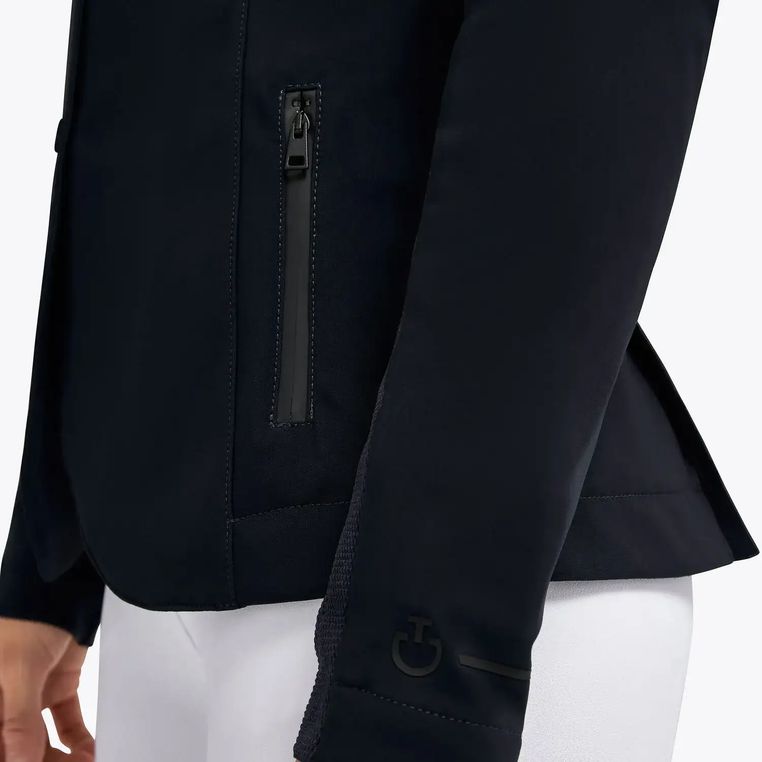 Cavalleria Toscana Women's REVOLUTION zip riding jacket with technical knit inserts NAVY-6