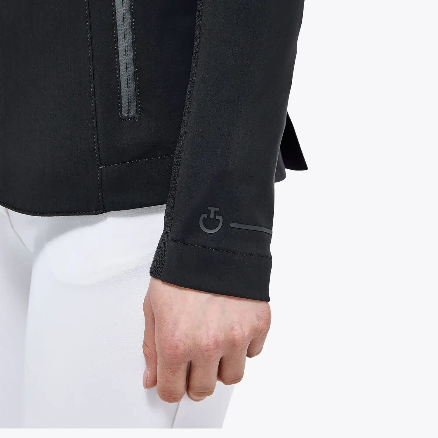 Cavalleria Toscana Women's zip riding jacket with technical knit inserts BLACK-9