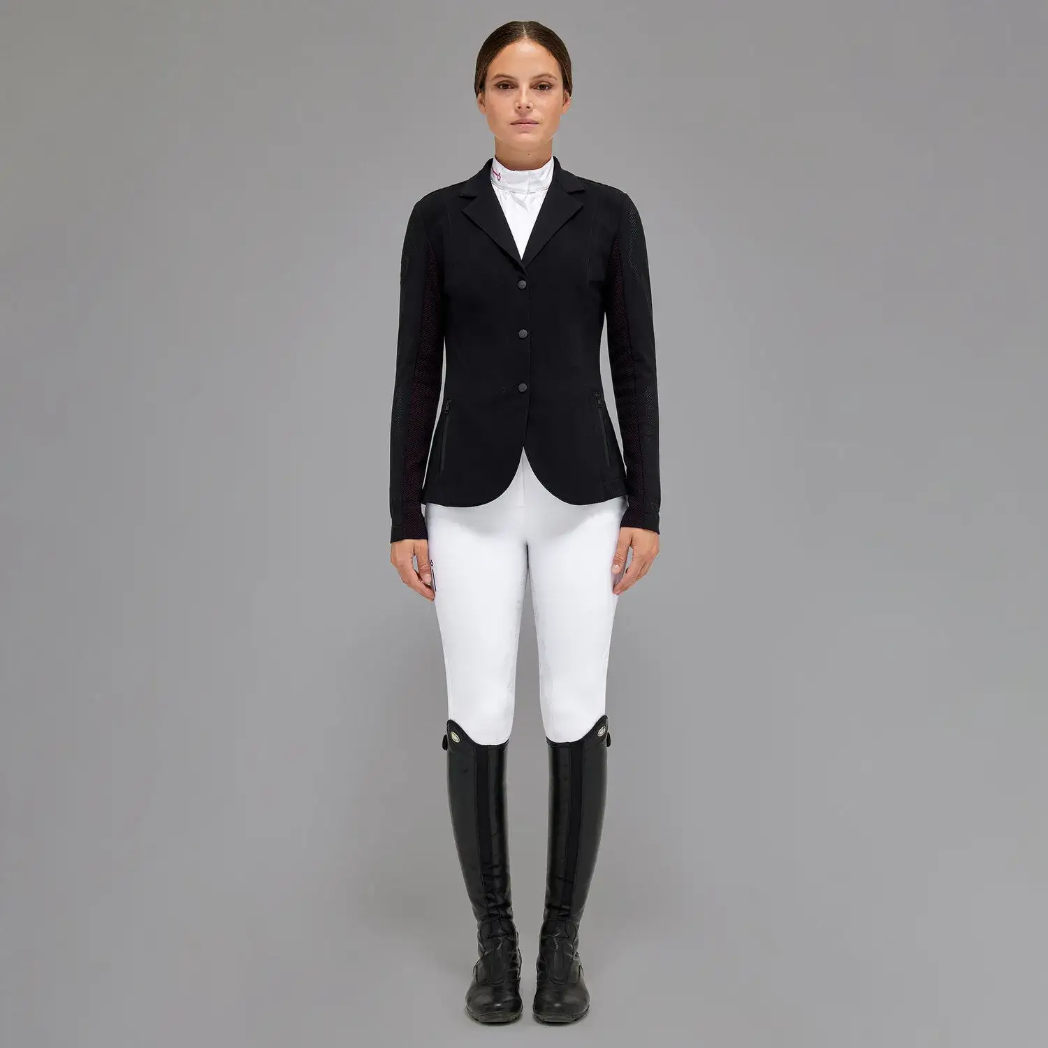 Cavalleria Toscana Women's competition riding jacket embroidery Black/ Rose-1