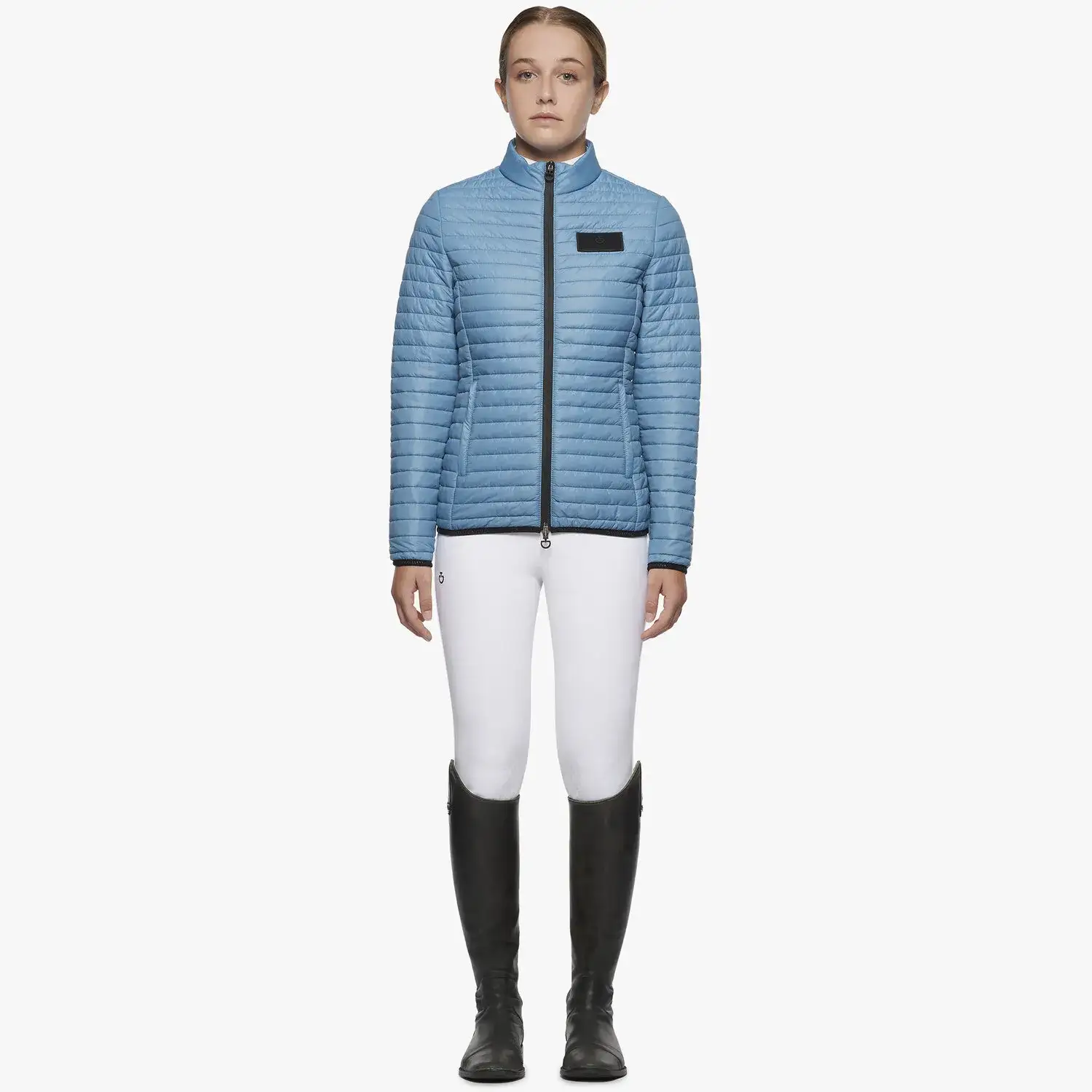 Cavalleria Toscana Girl's Nylon Quilted Jacket Light blue-1