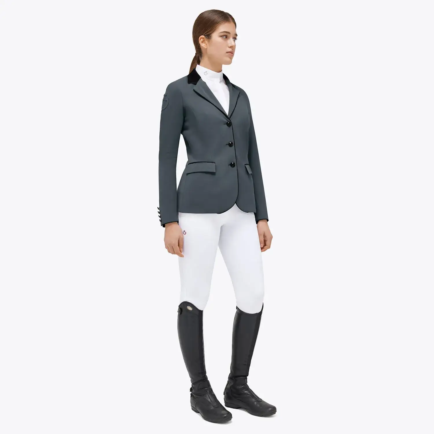 Cavalleria Toscana Women's competition riding jacket. CHARCOAL GREY-1
