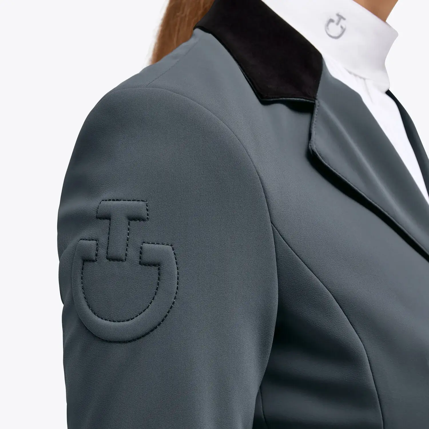 Cavalleria Toscana Women's competition riding jacket. CHARCOAL GREY-3