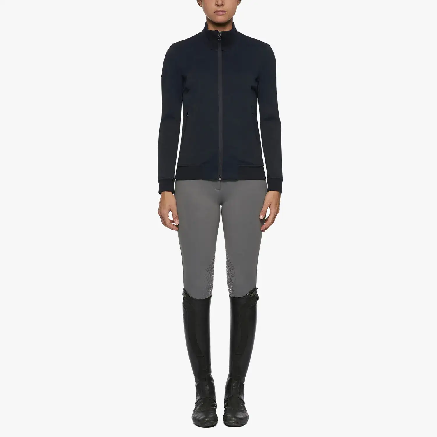 Cavalleria Toscana Women's water repellent piqué bomber NAVY-1
