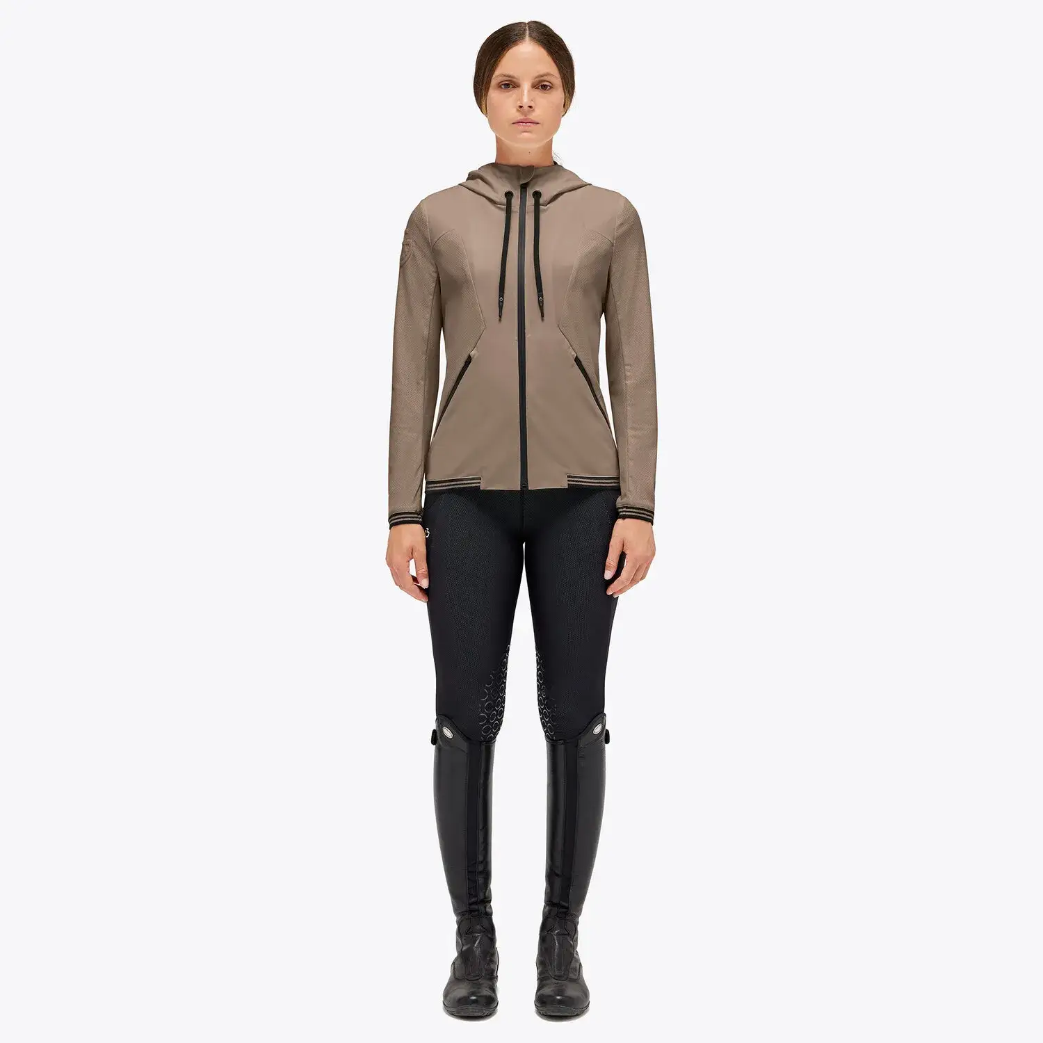 Cavalleria Toscana Perforated Jersey Full Zip Hooded Softshell TORTORA-1
