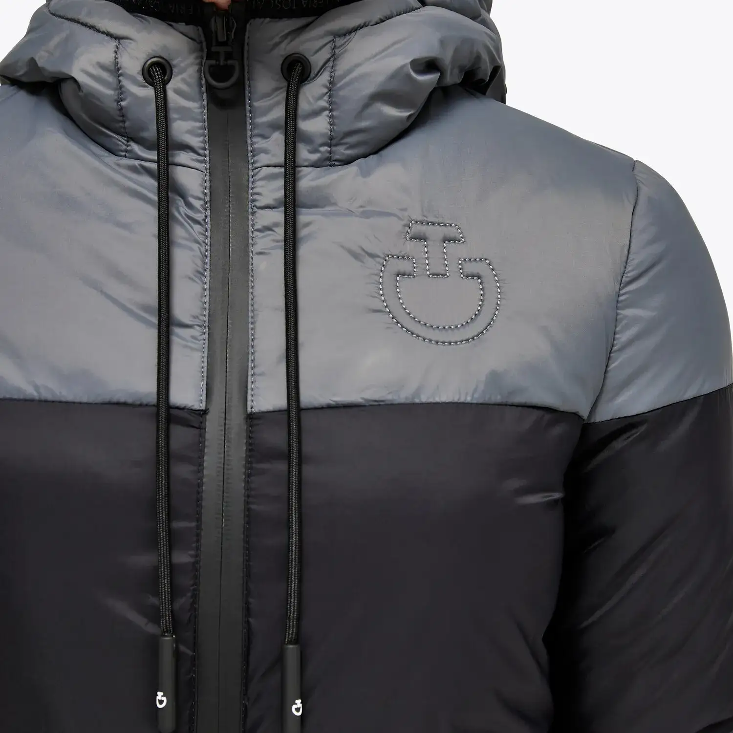 Cavalleria Toscana CT Unisex Nylon Hooded Puffer BLACK/DARK GREY-4