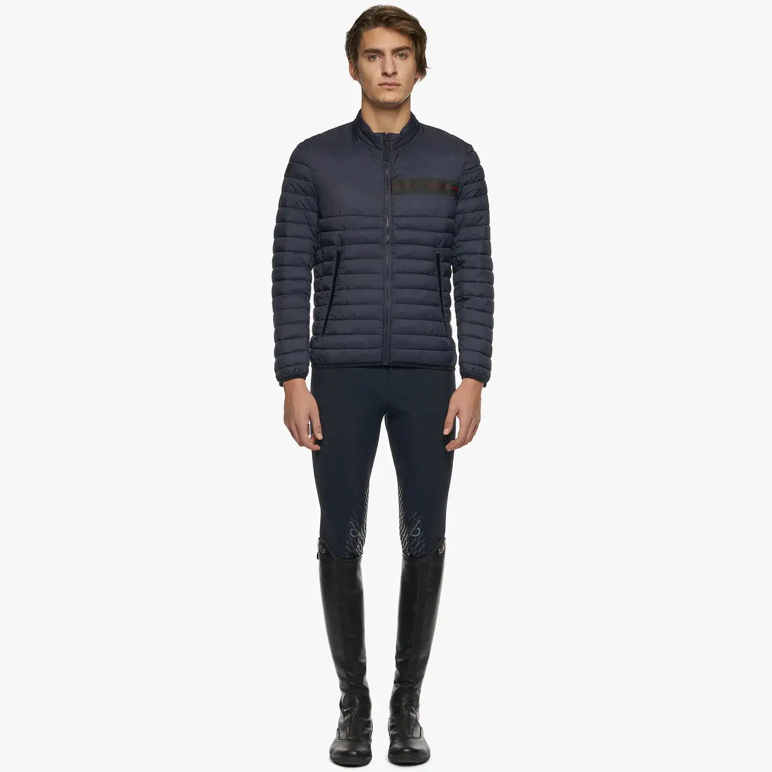 Cavalleria Toscana Men's Red Stripe Quilted Jacket NAVY-1