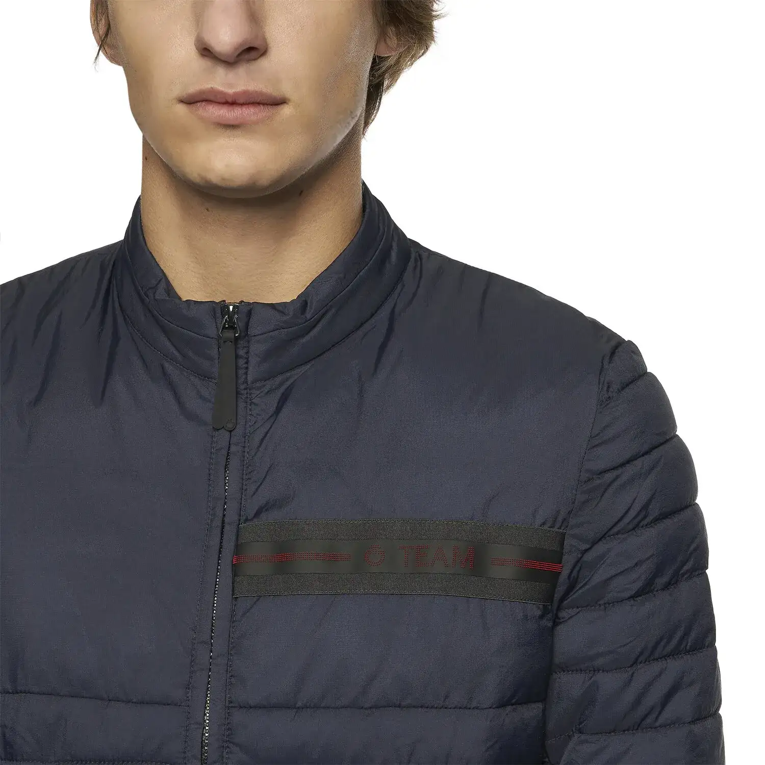 Cavalleria Toscana Men's Red Stripe Quilted Jacket NAVY-4