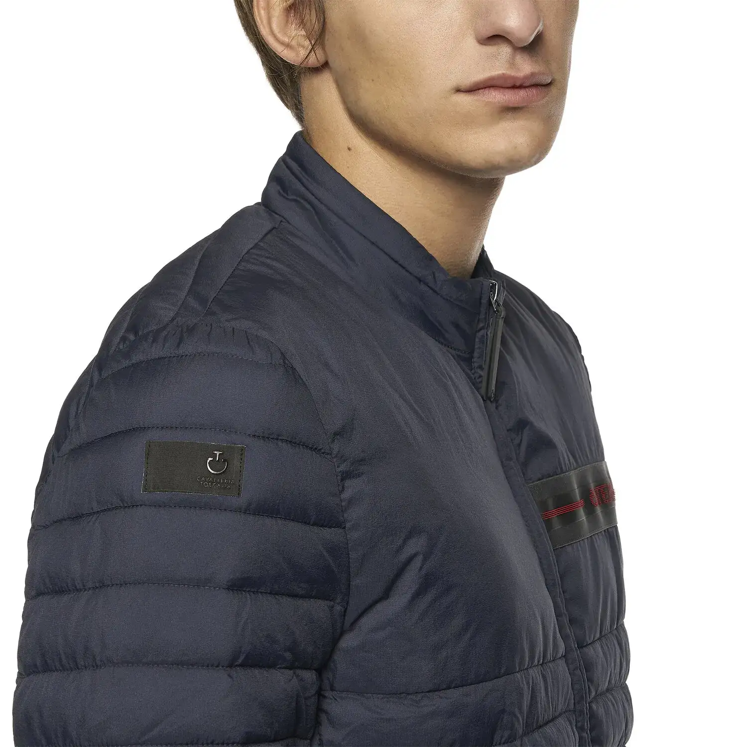 Cavalleria Toscana Men's Red Stripe Quilted Jacket NAVY-5