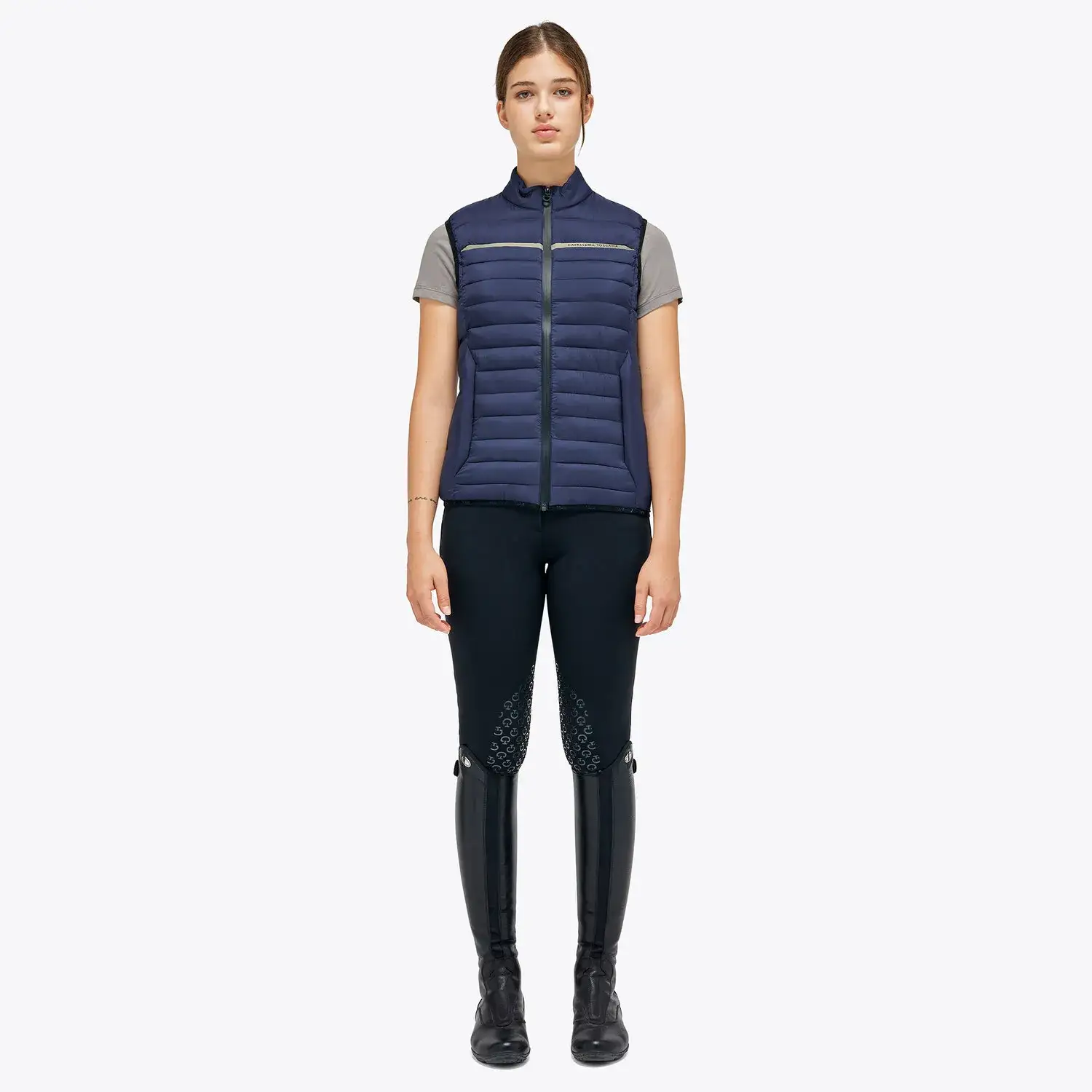 Cavalleria Toscana Women’s quilted nylon waistcoat SMOKEY BLUE-1