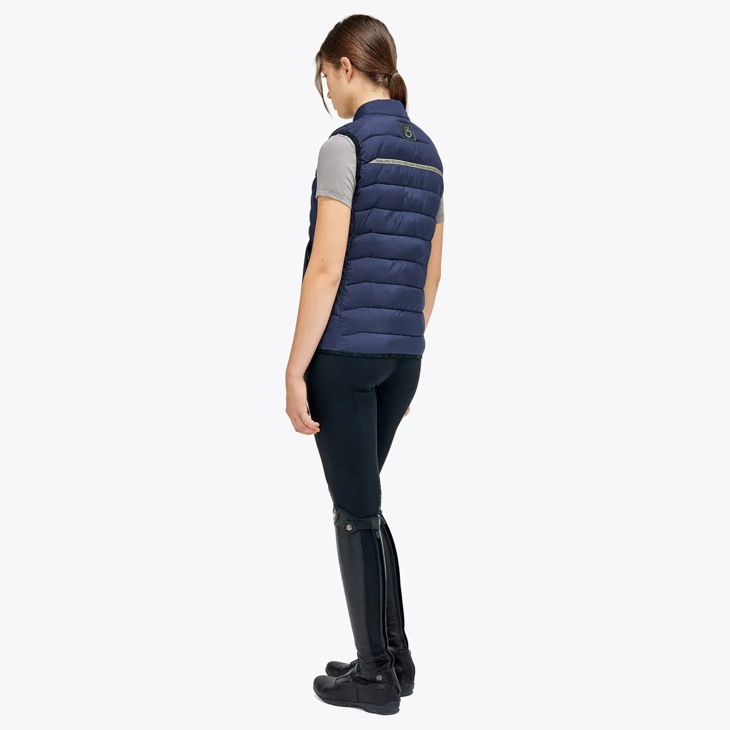 Cavalleria Toscana Women’s quilted nylon waistcoat SMOKEY BLUE-3