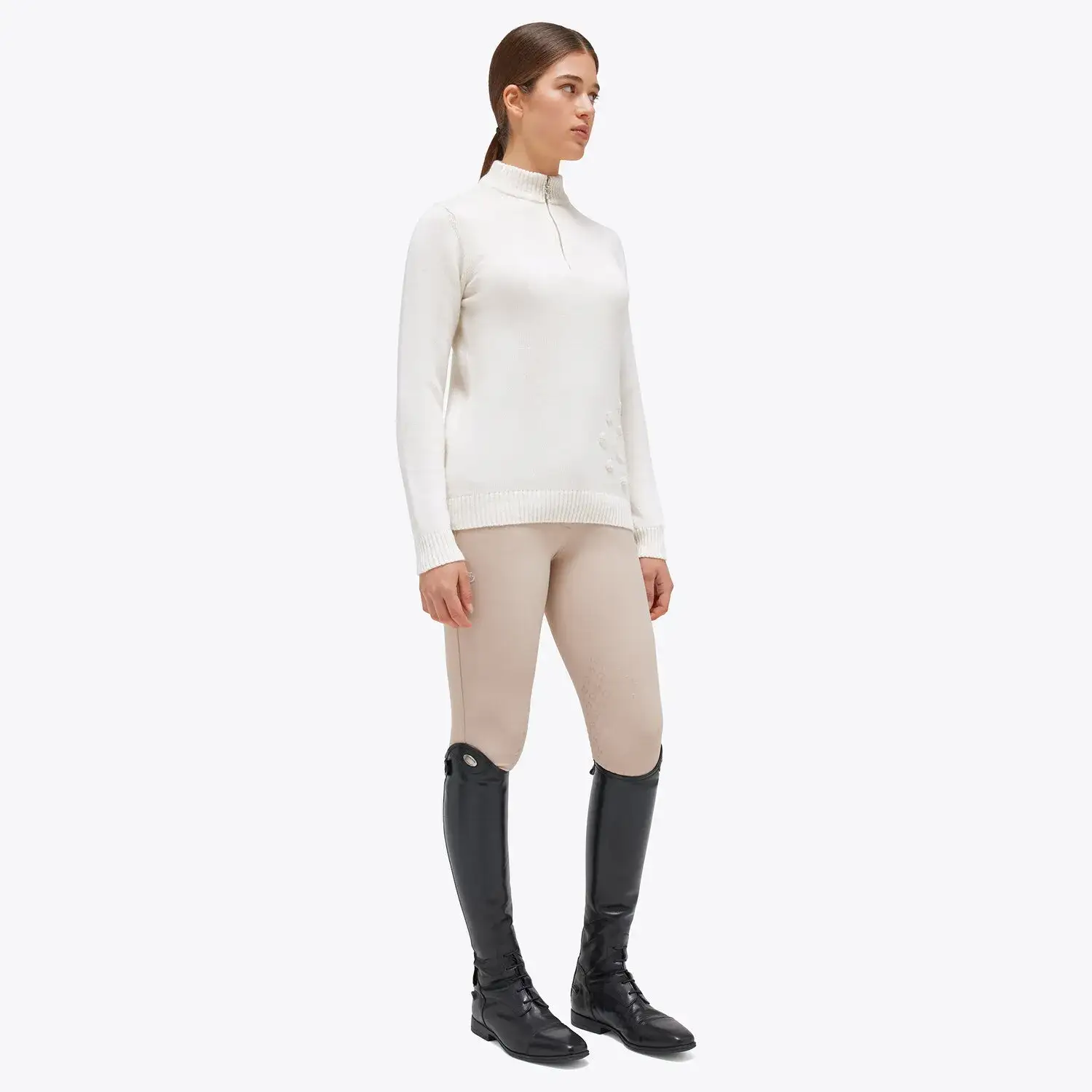 Cavalleria Toscana Men's turtleneck sweater with zip Off-White-1