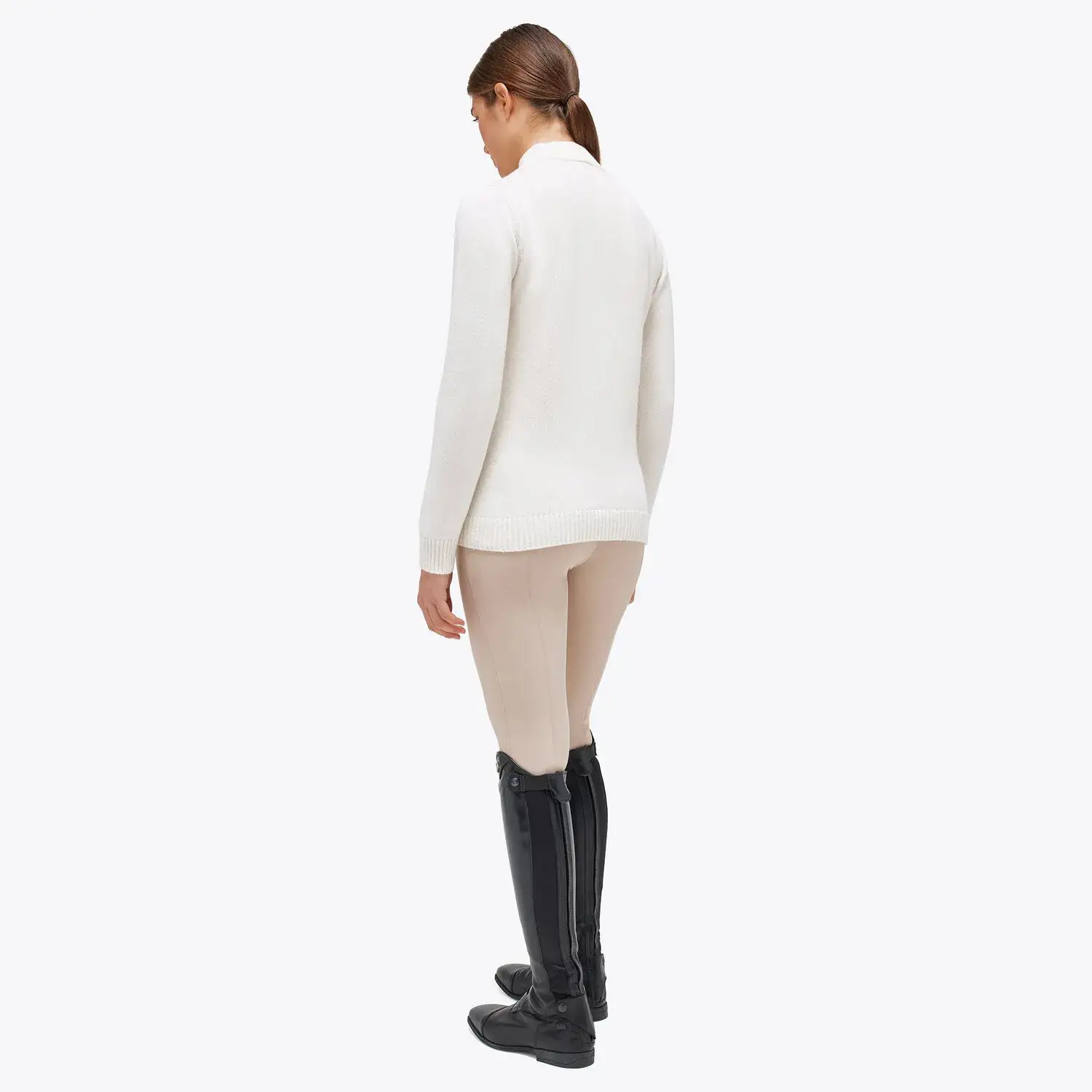 Cavalleria Toscana Men's turtleneck sweater with zip Off-White-2