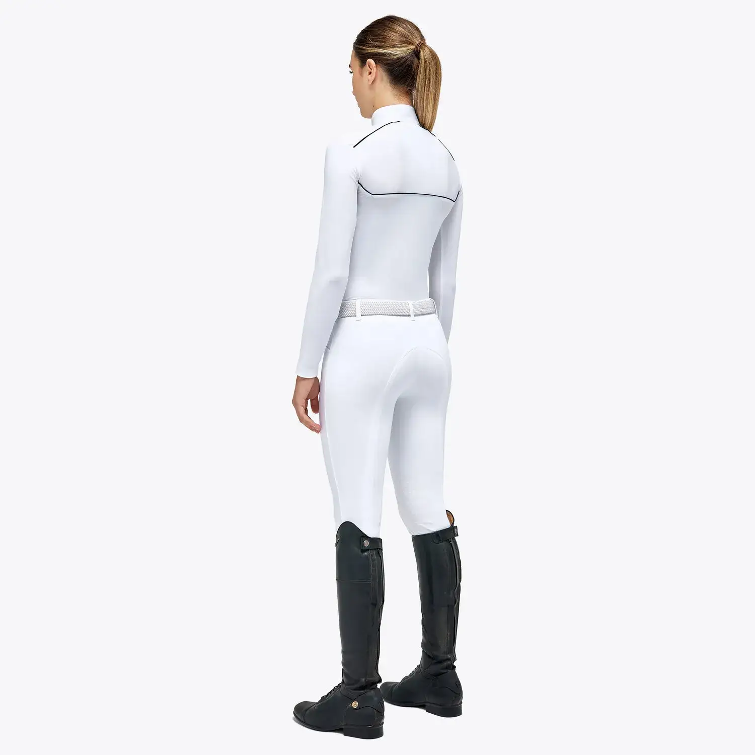 Cavalleria Toscana Girls’ jersey competition shirt with a zip WHITE-3