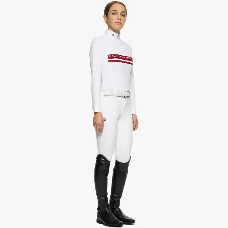 Cavalleria Toscana Girls’ jersey competition shirt with a flocked print WHITE-1