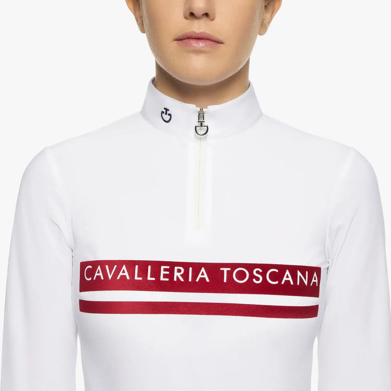 Cavalleria Toscana Girls’ jersey competition shirt with a flocked print WHITE-4