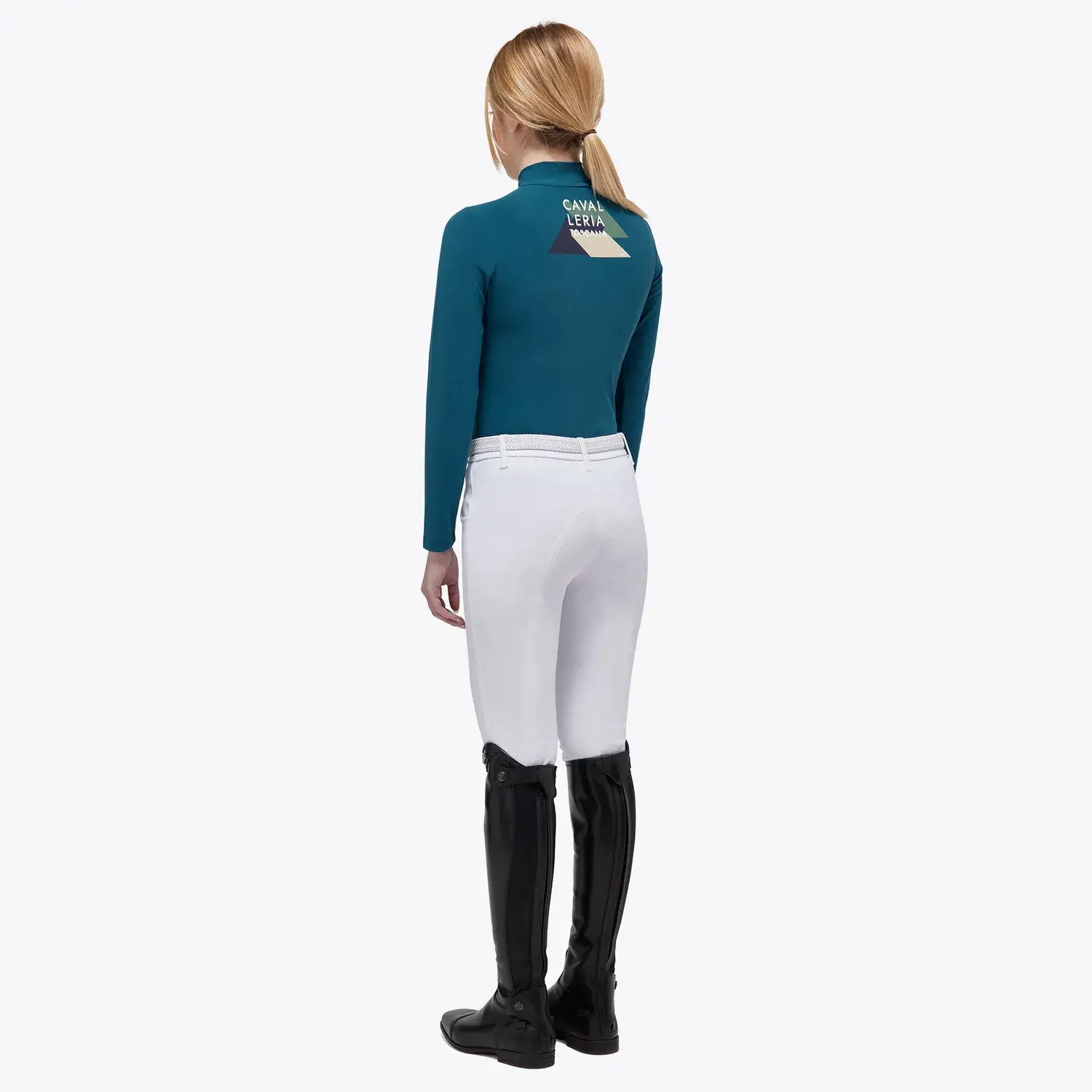 Cavalleria Toscana Girls’ jersey competition shirt with a zip DEEP SEA BLUE-3