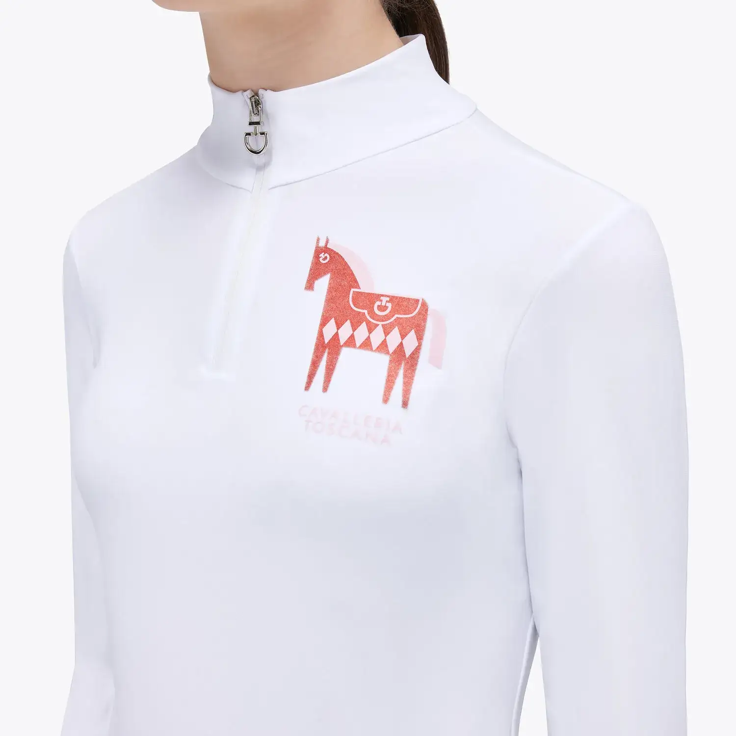 Cavalleria Toscana Girl's competition polo WHITE-3