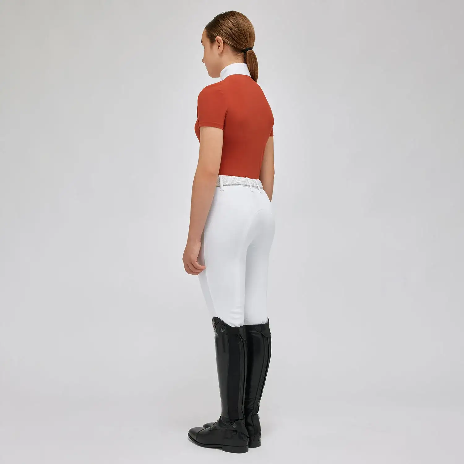 Cavalleria Toscana Girl's competition polo shirt EARTHENWARE-2