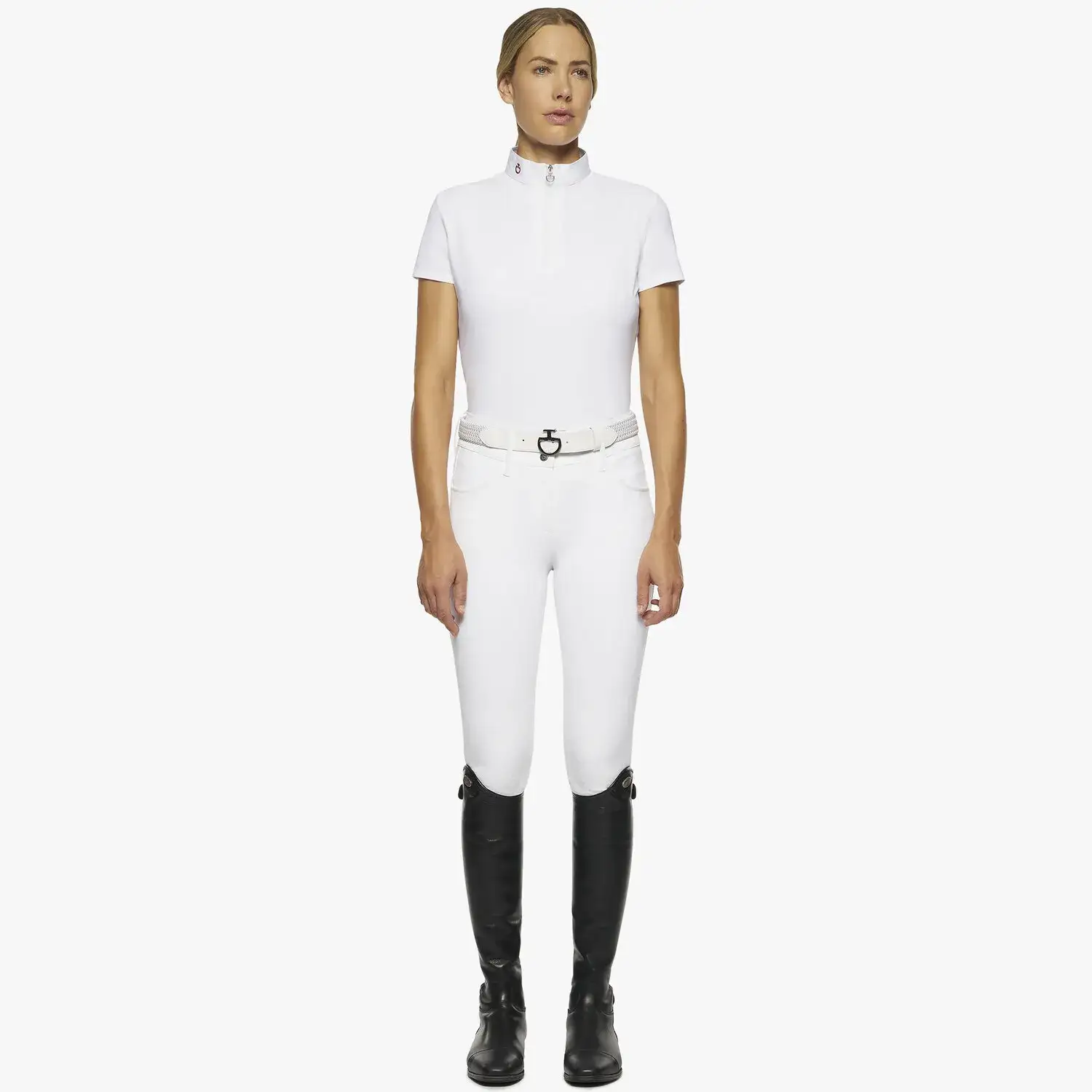 Cavalleria Toscana Women's Short-sleeved Polo Shirt WHITE-1