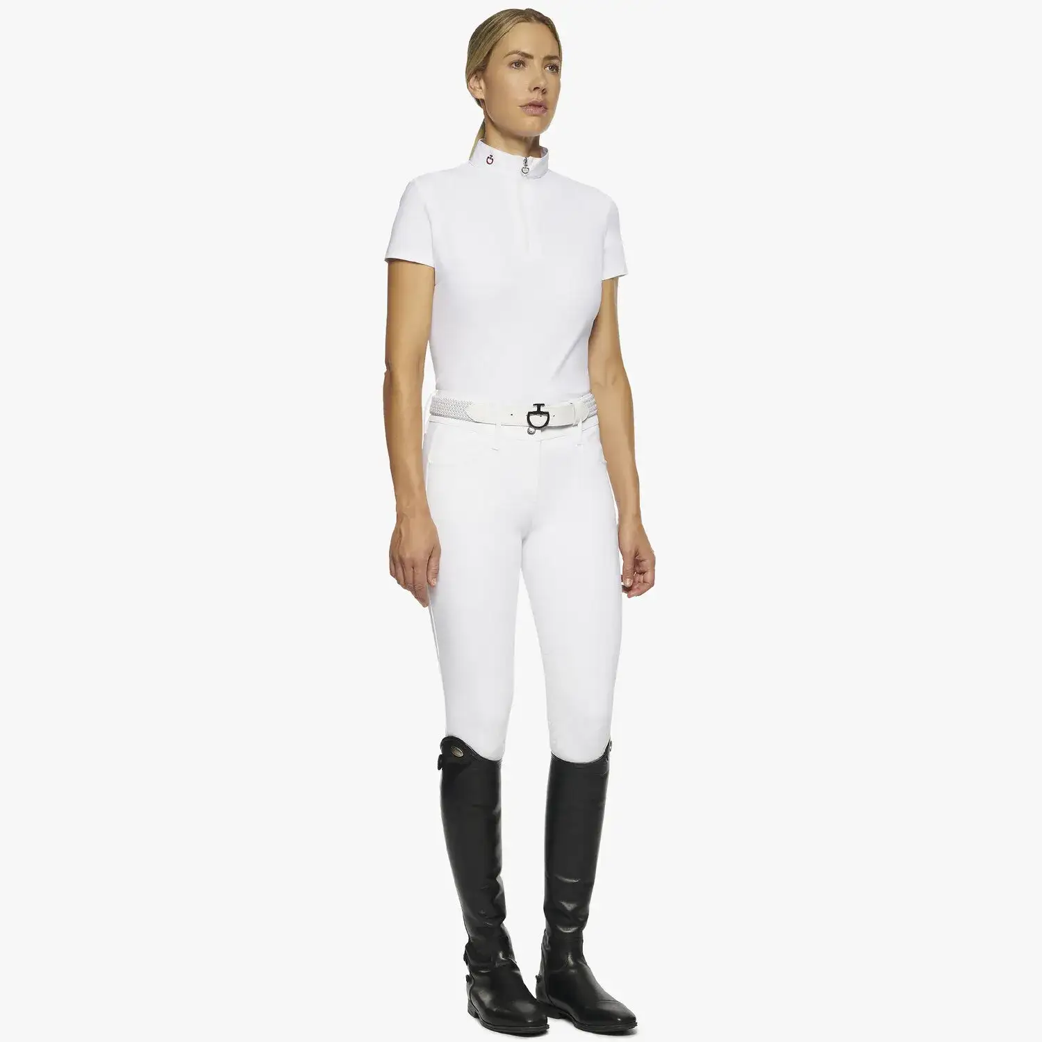 Cavalleria Toscana Women's Short-sleeved Polo Shirt WHITE-2