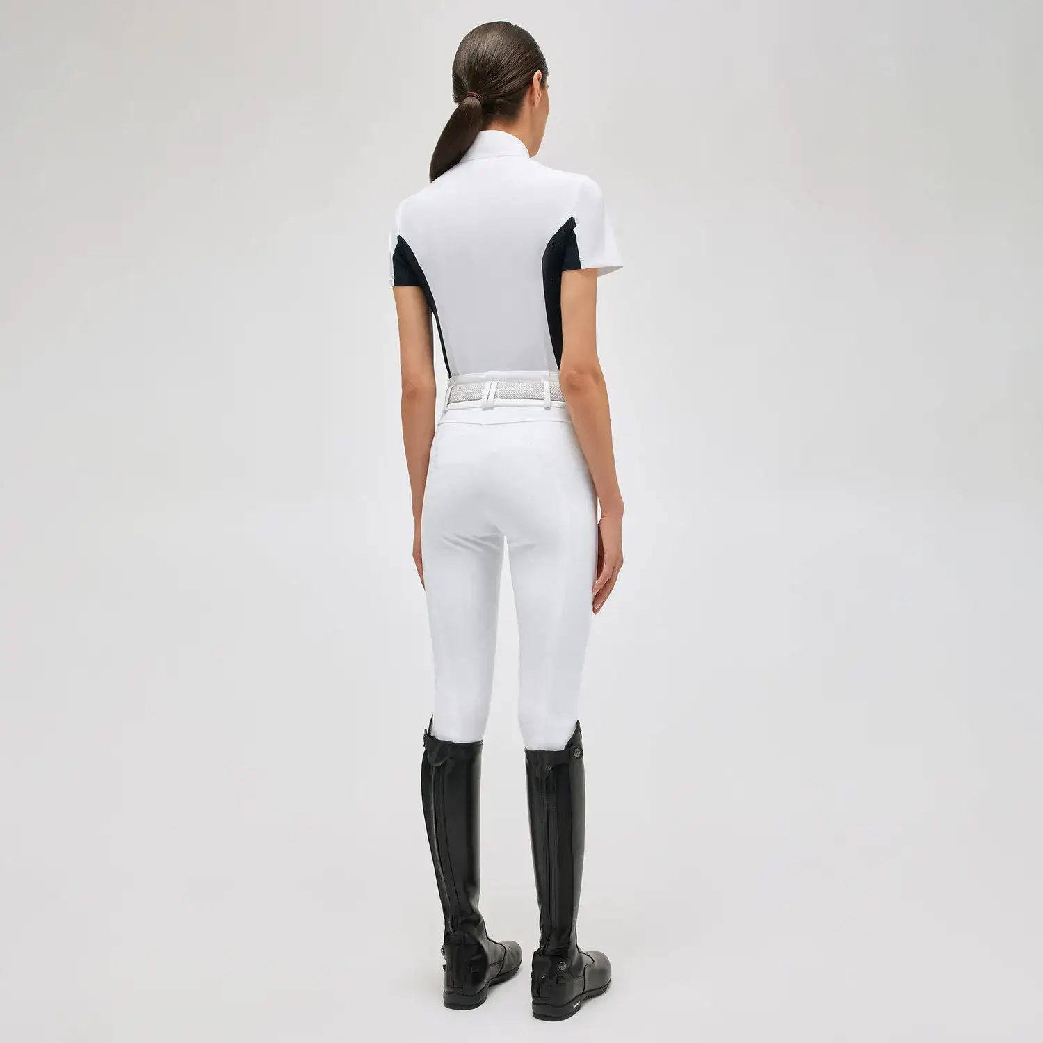 Cavalleria Toscana Women's polo with inserts WHITE/NAVY-2