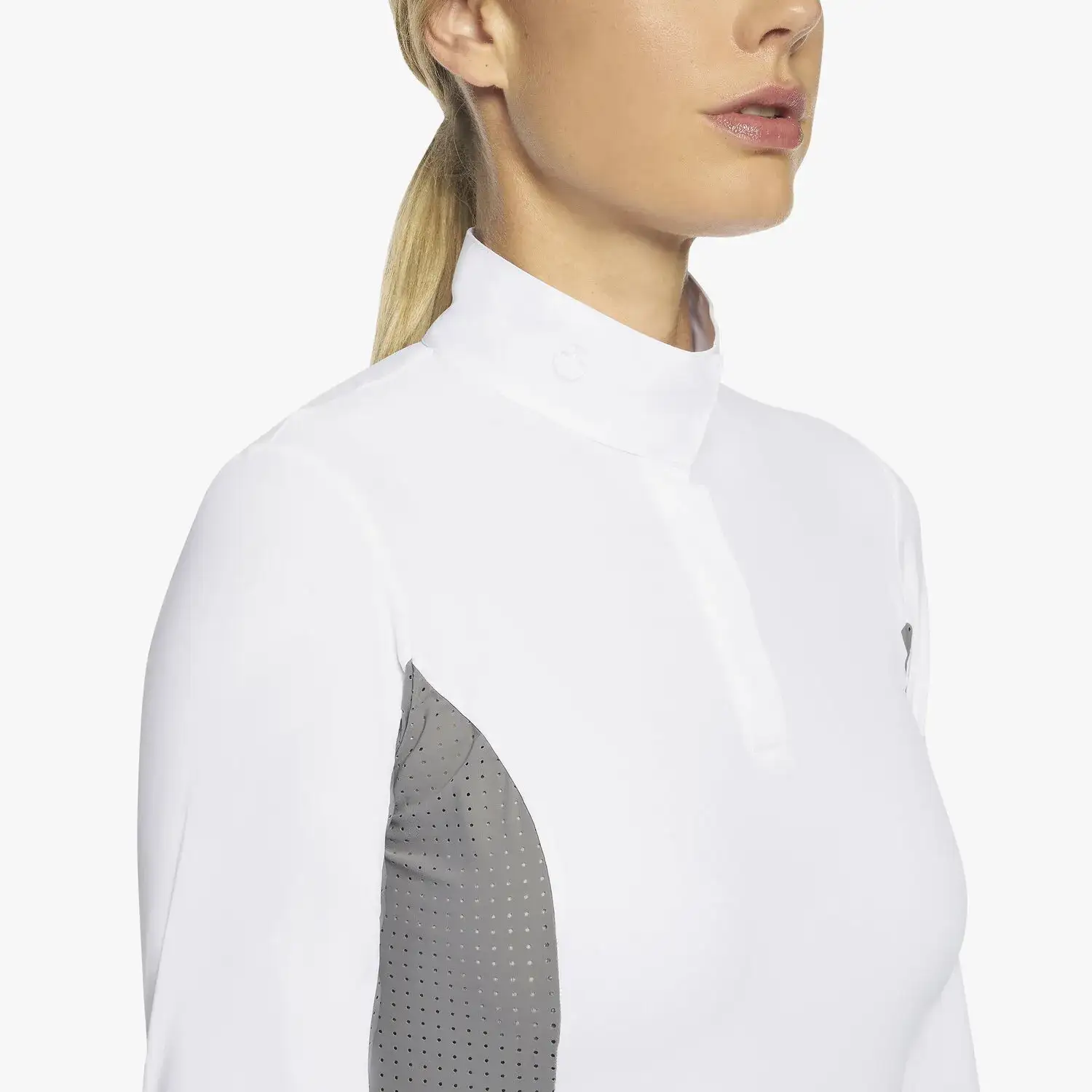 Cavalleria Toscana Women's hunter polo with insert WHITE/LIGHT GREY-5
