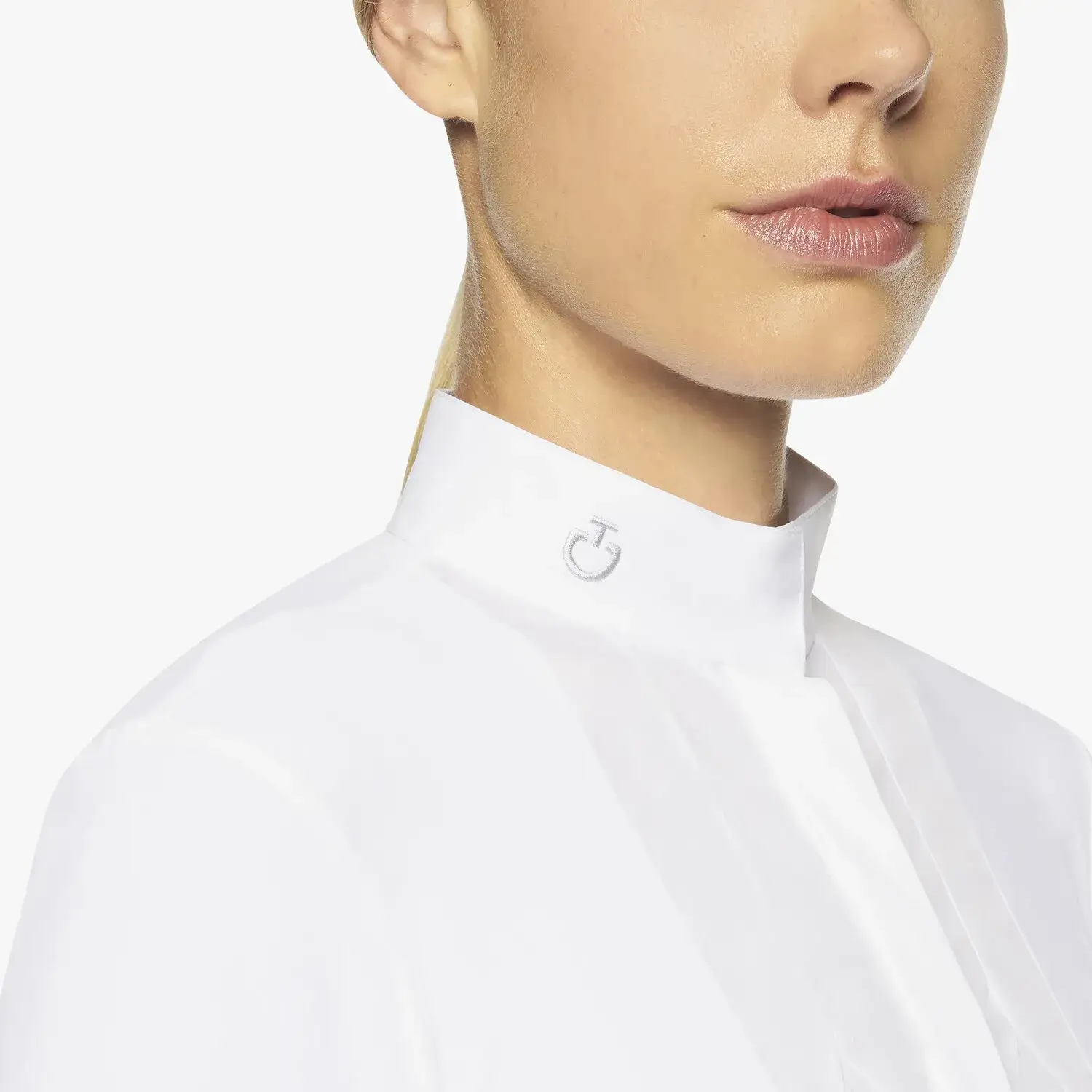 Cavalleria Toscana Women's long-sleeved polo with bib WHITE-4