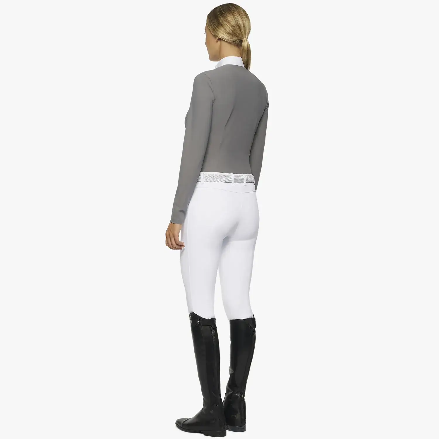 Cavalleria Toscana Polo donna a maniche lunghe con pettorina GREY-3