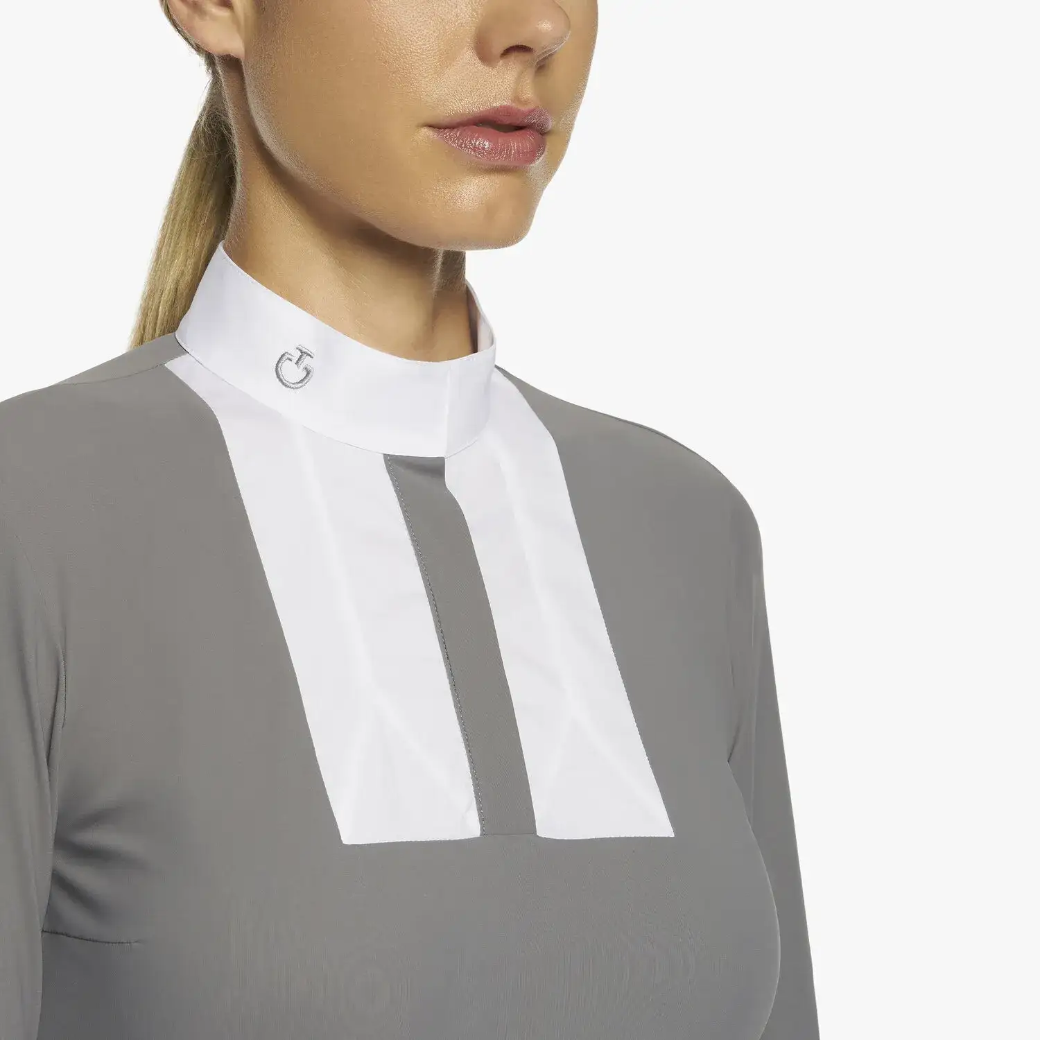 Cavalleria Toscana Polo donna a maniche lunghe con pettorina GREY-4