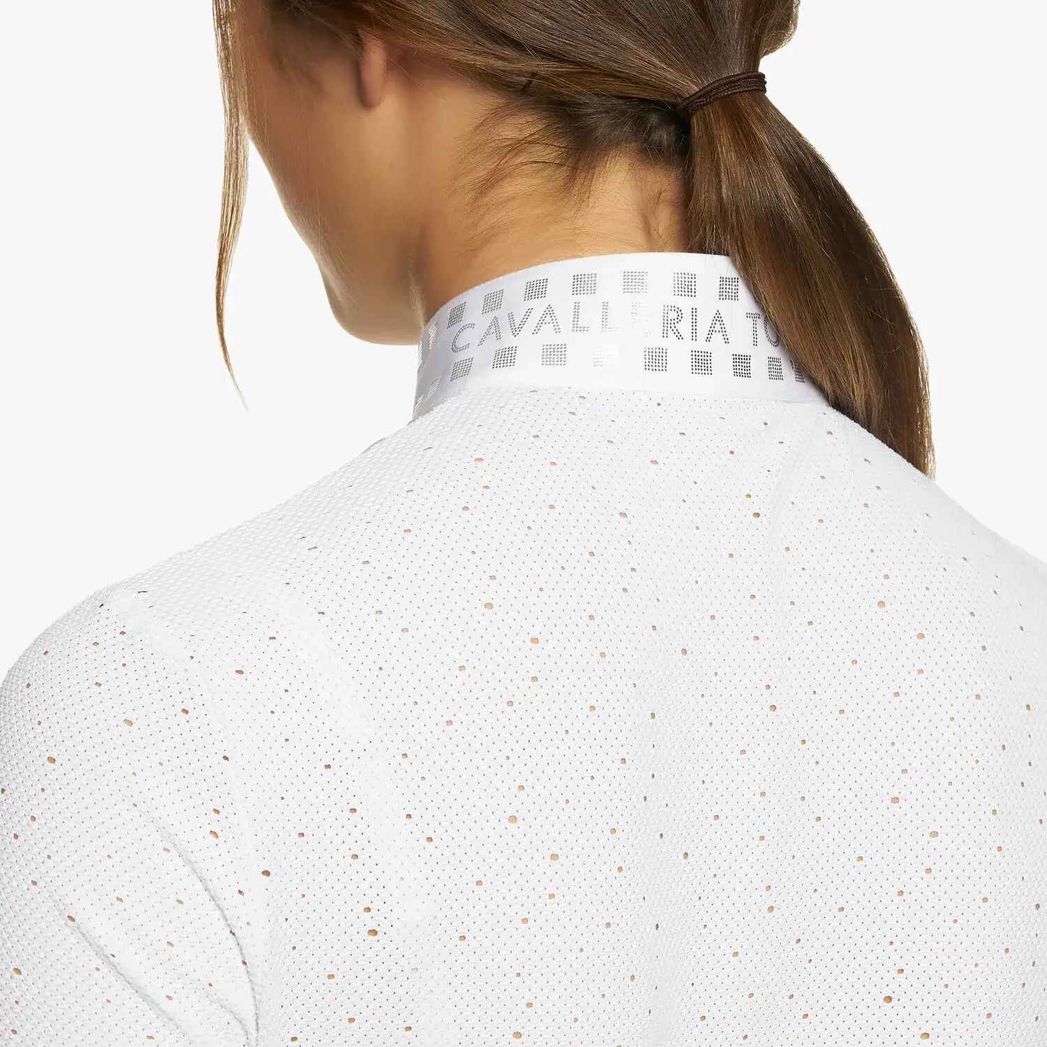 Cavalleria Toscana Women’s competition shirt in perforated fabric with sequins WHITE-4
