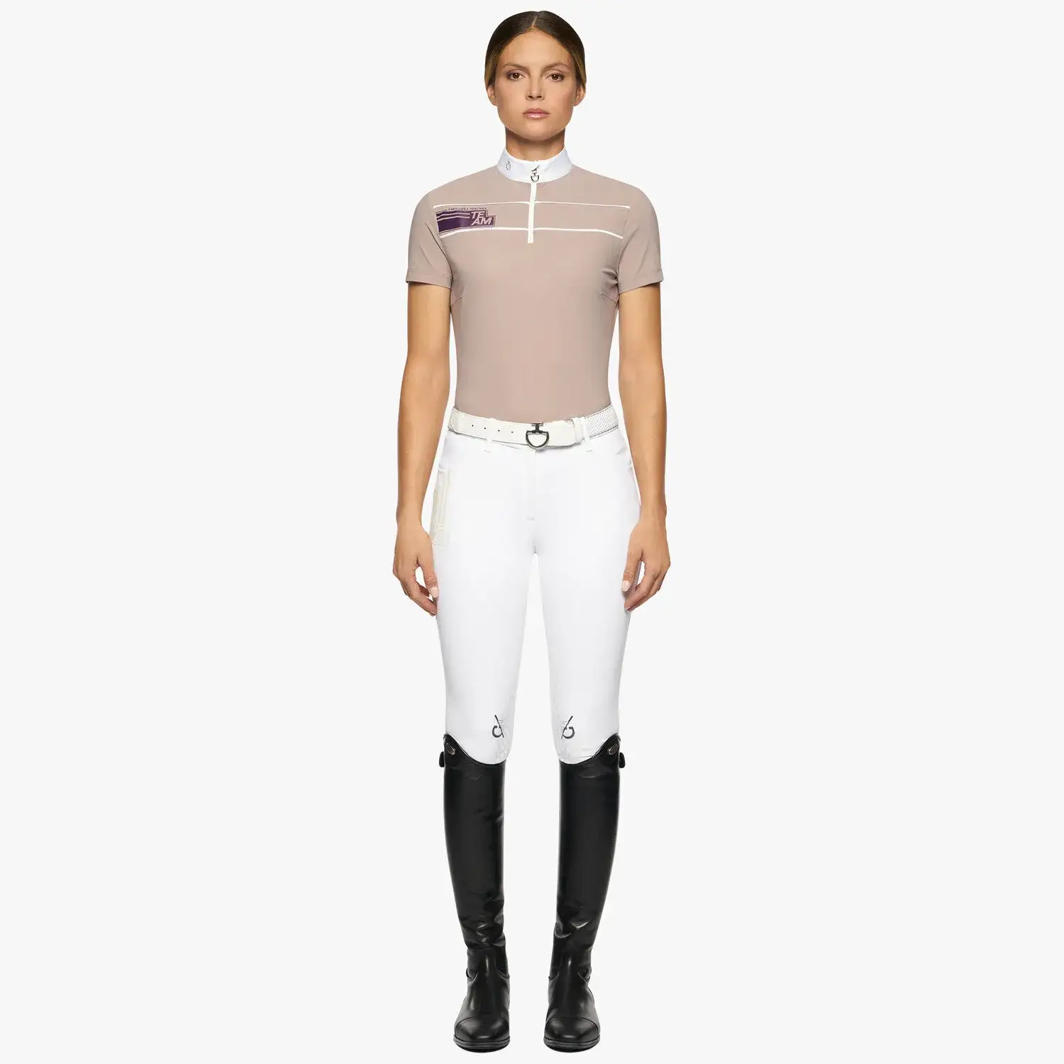 Cavalleria Toscana Women’s performance jersey show shirt with a zip CIPRIA-1