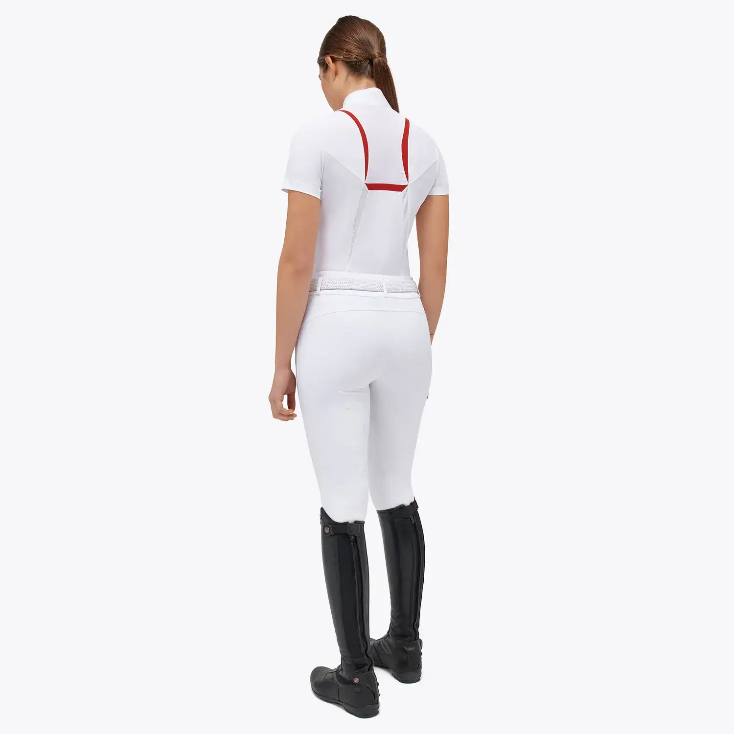 Cavalleria Toscana Women’s jersey mesh polo shirt WHITE-2