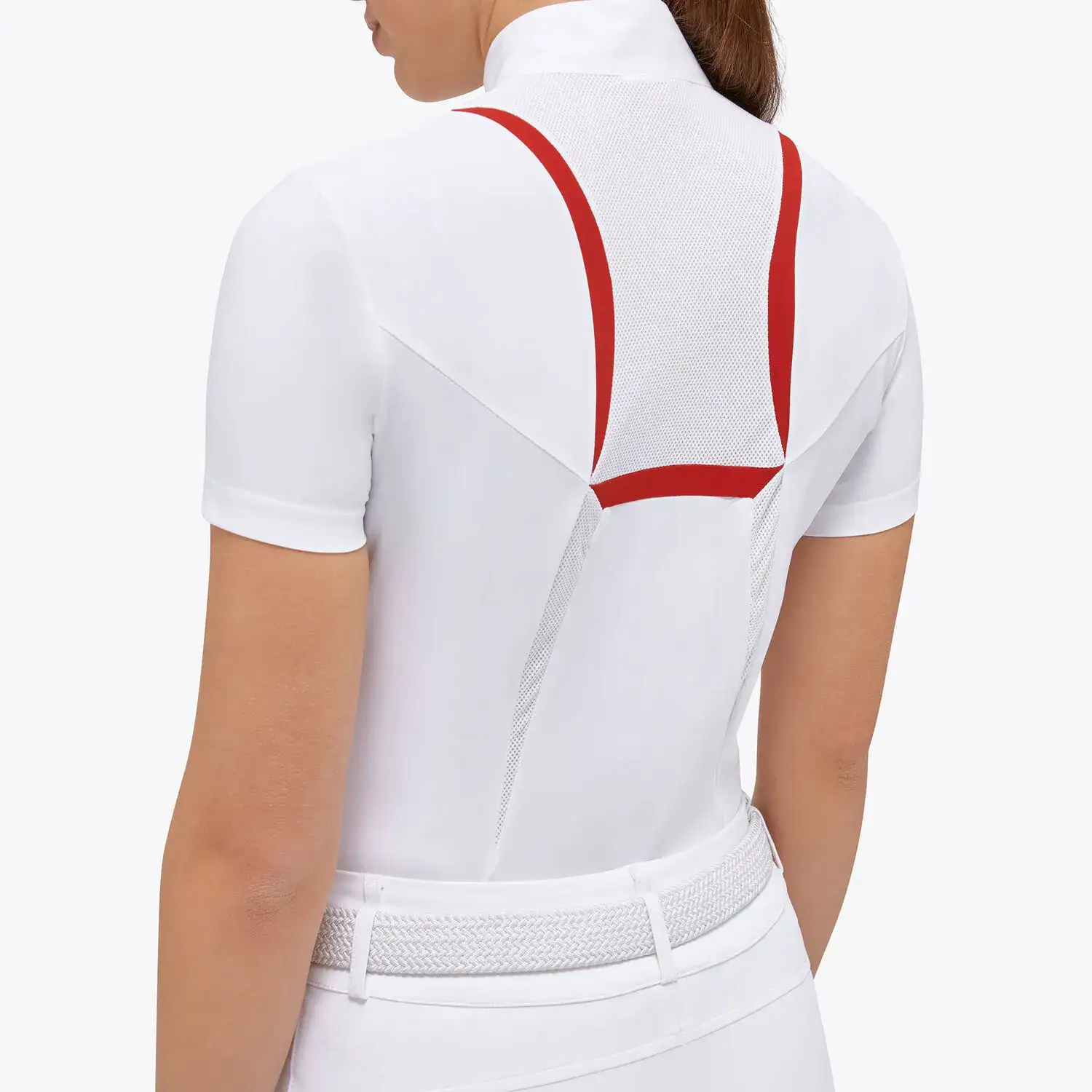 Cavalleria Toscana Women’s jersey mesh polo shirt WHITE-3