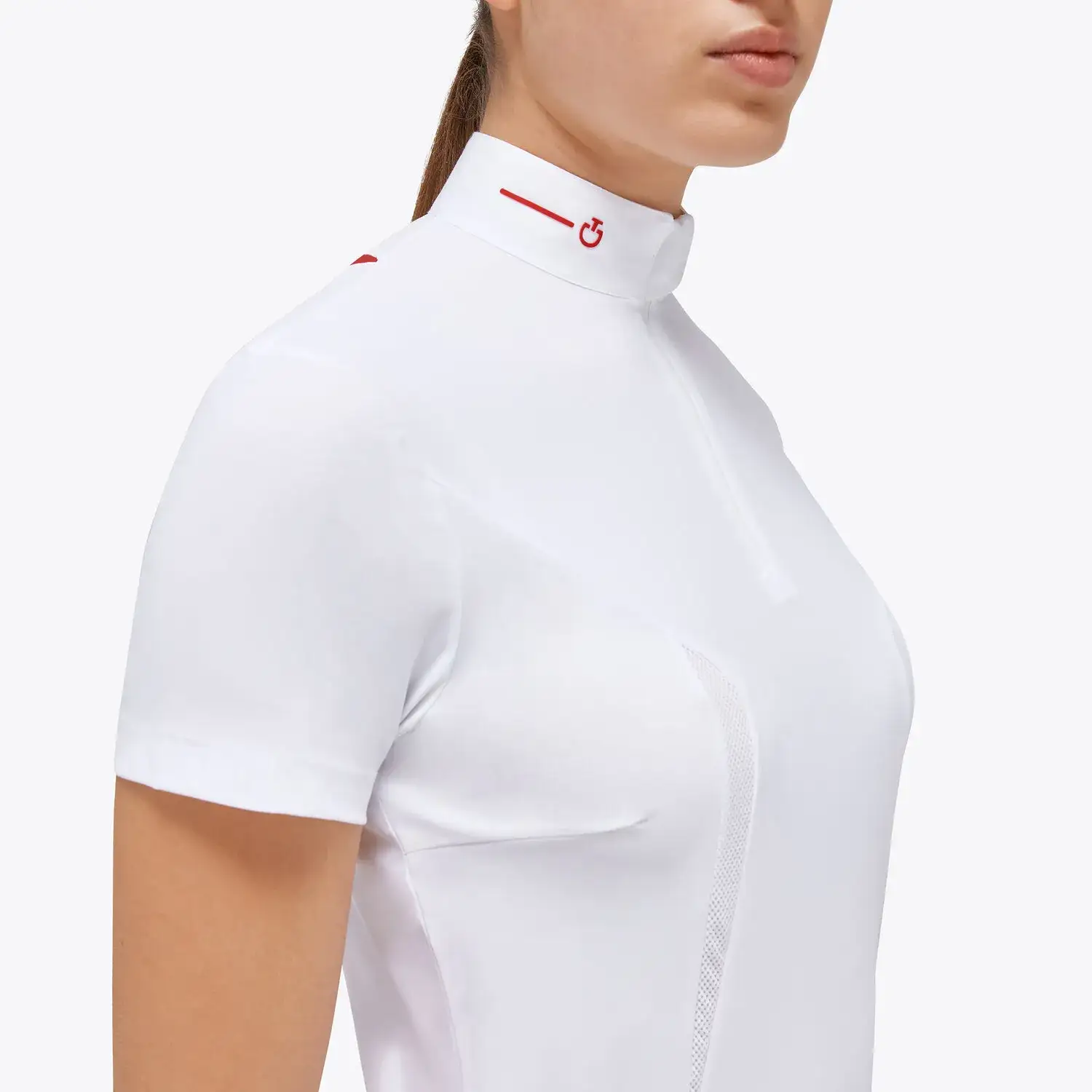Cavalleria Toscana Women’s jersey mesh polo shirt WHITE-4