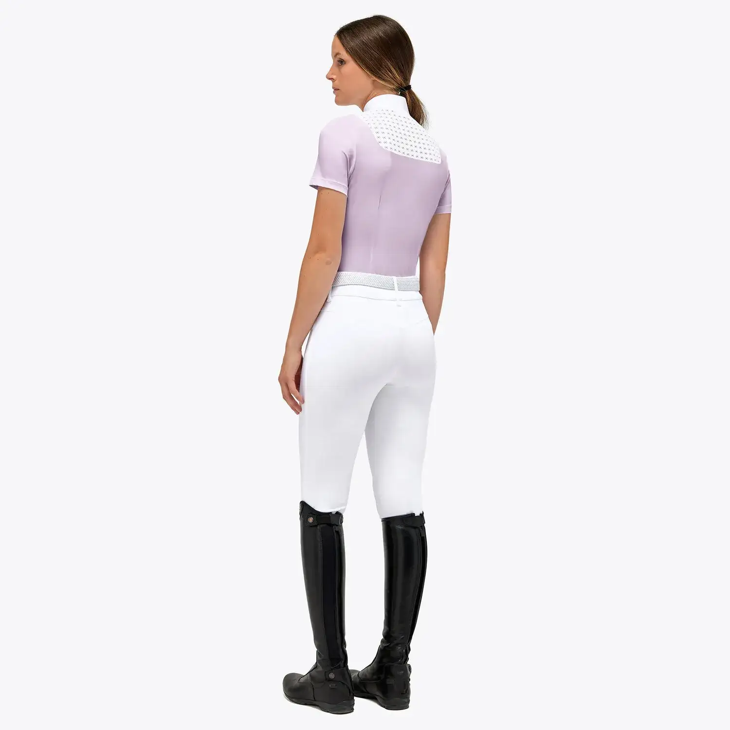 Cavalleria Toscana Women's Zip Competition Polo PALE MAUVE / WHITE-3