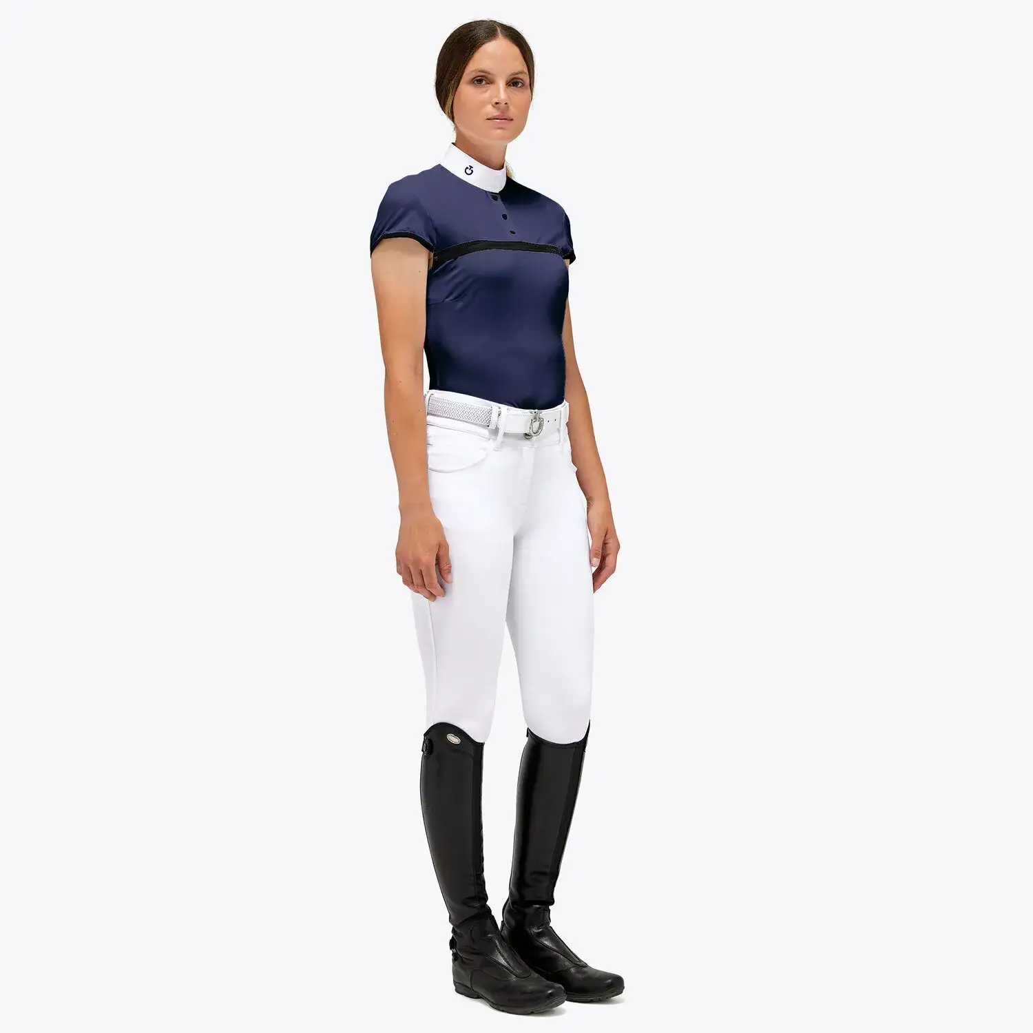 Cavalleria Toscana Women's mesh jersey competition polo ROYAL BLUE-1