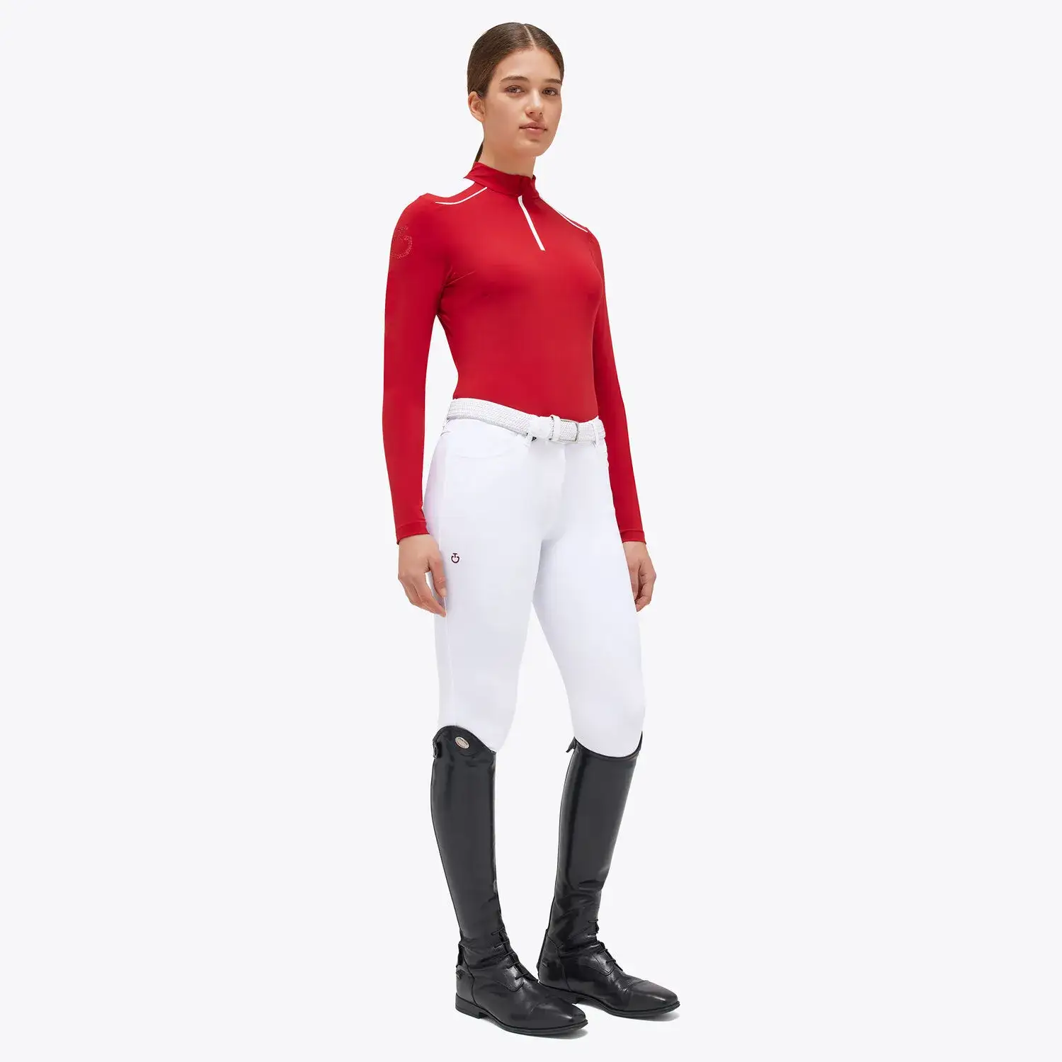 Cavalleria Toscana Women's training polo shirt RED-1