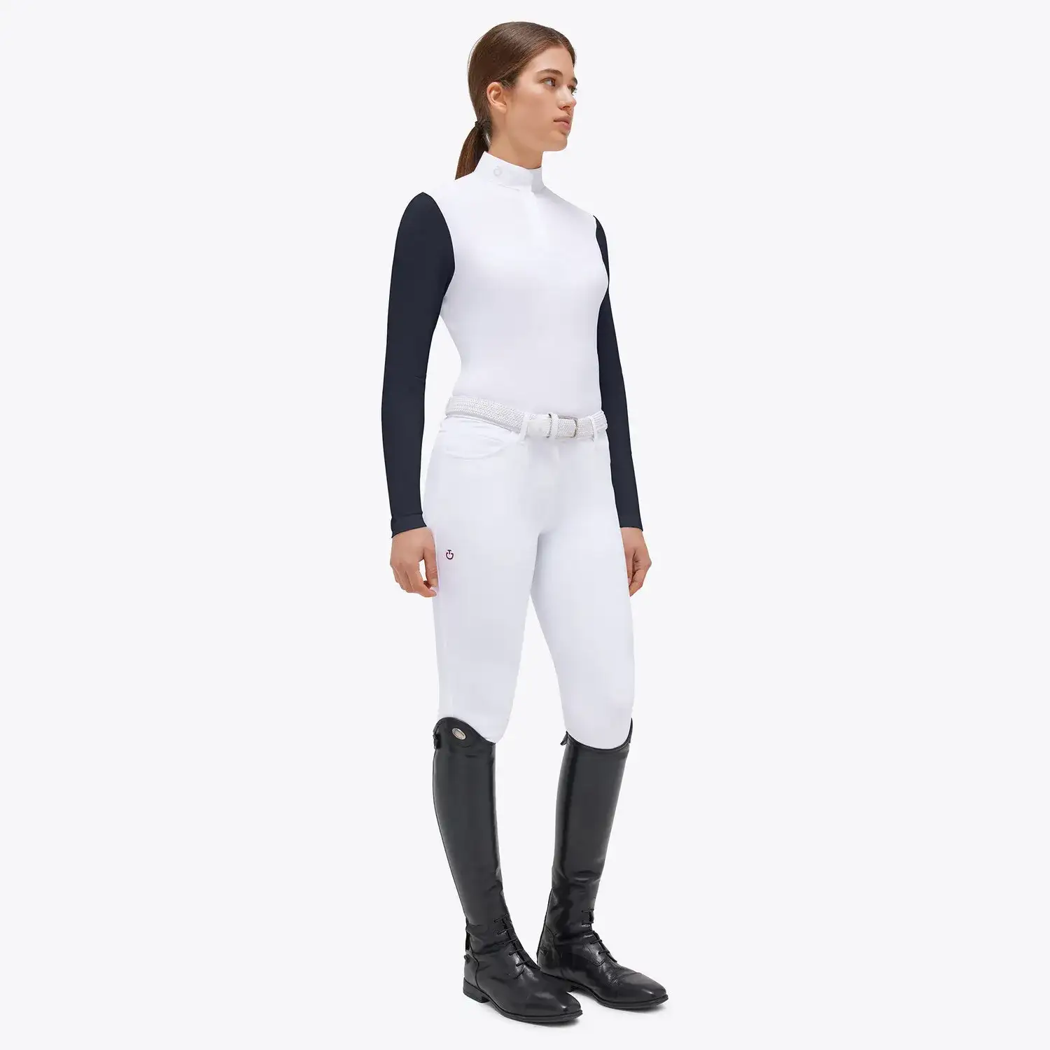 Cavalleria Toscana Women's competition polo shirt WHITE/NAVY-1